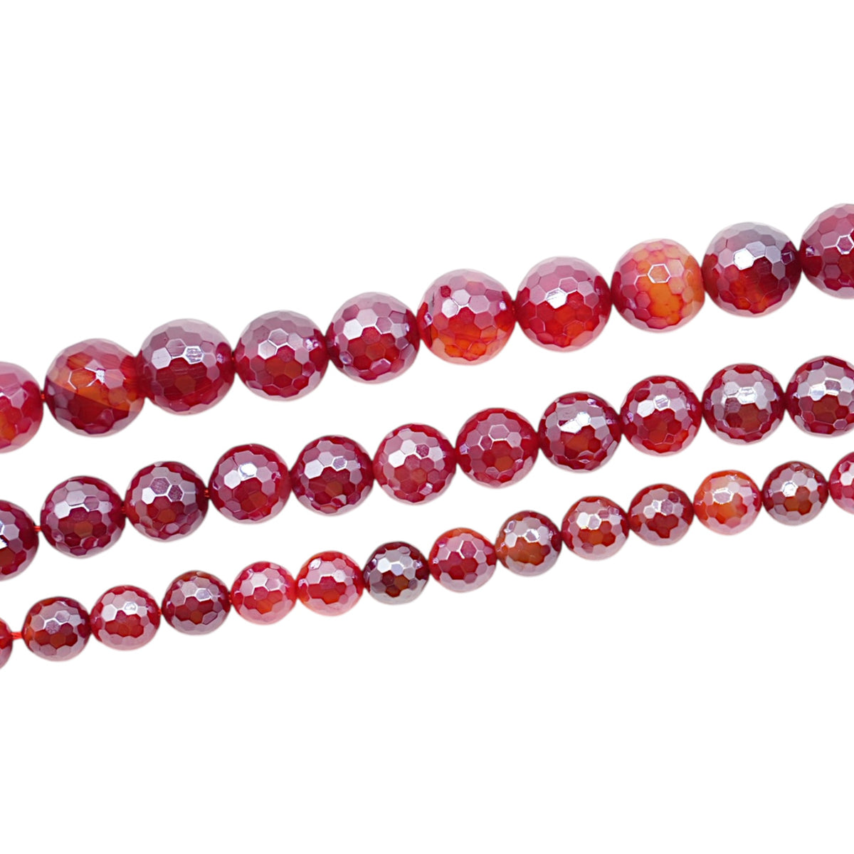 Fil de perles Agate rouge facettée ronde