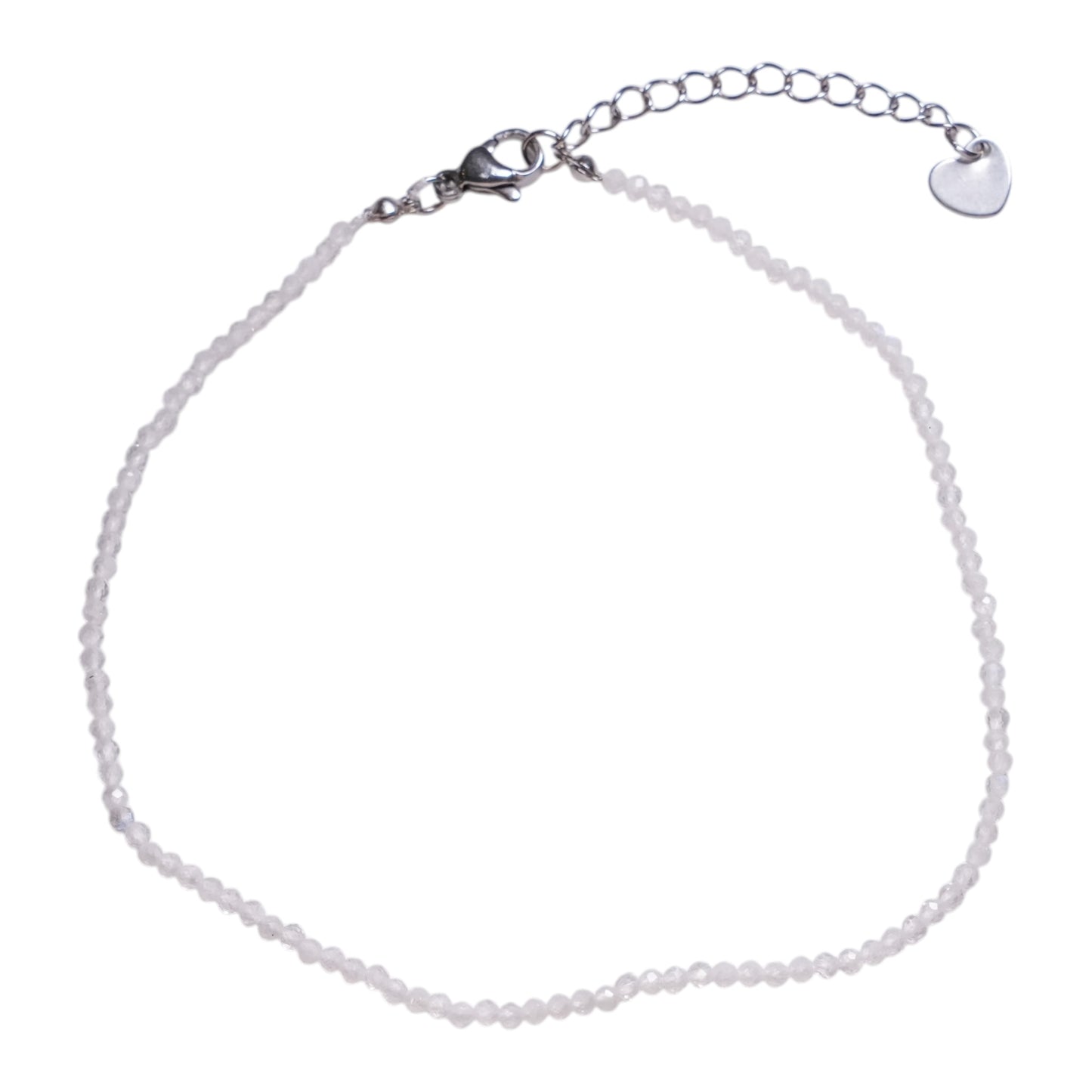 Bracelet/chaine de cheville Pierre de lune perle facetté 2-3 mm avec fermoir acier inoxydable (référence 12) - Foliesbijoux