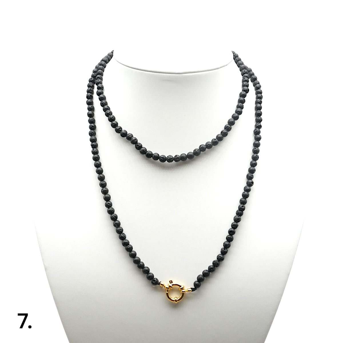 Collier sautoir 80 cm 4 mm avec fermoir boué en acier inoxydable dorée (16 pierres disponibles) - Foliesbijoux