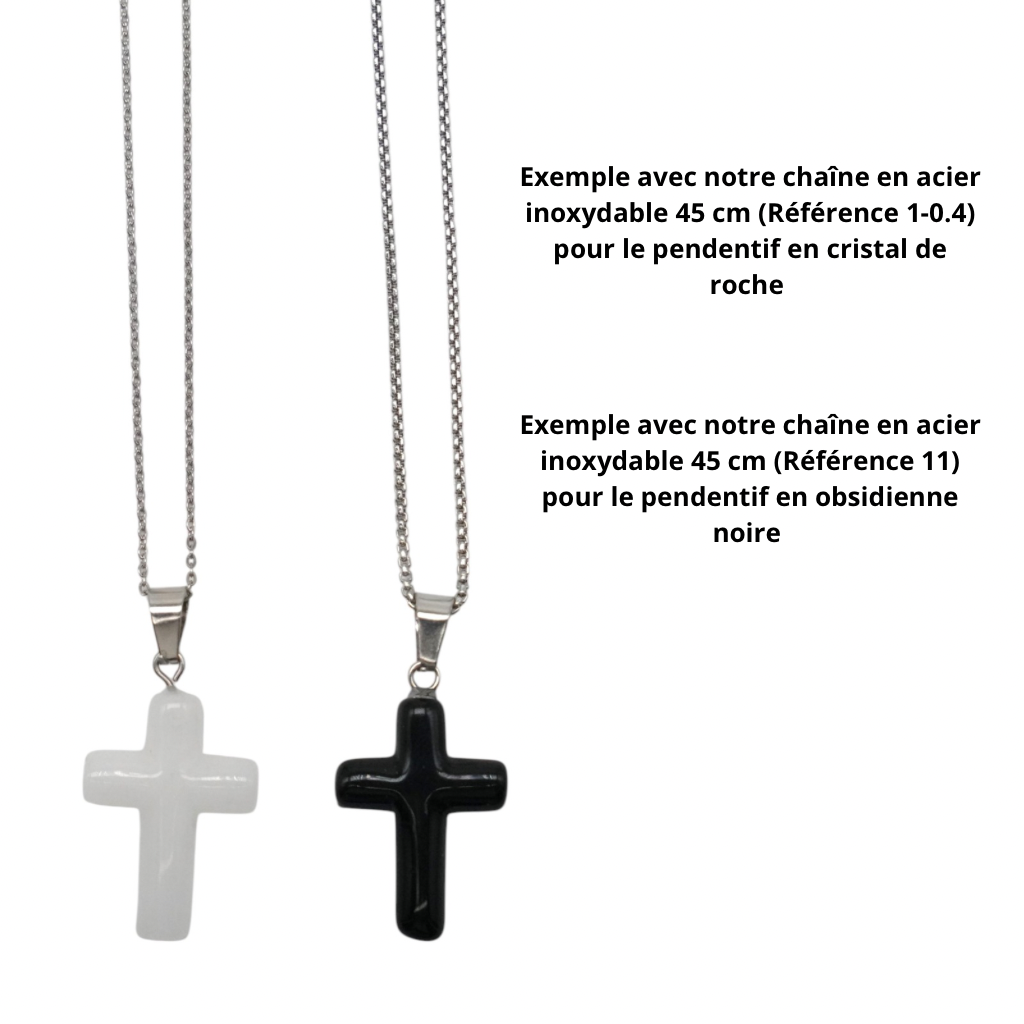 Pendentif croix en pierre naturelle (bélière incluse) - Foliesbijoux