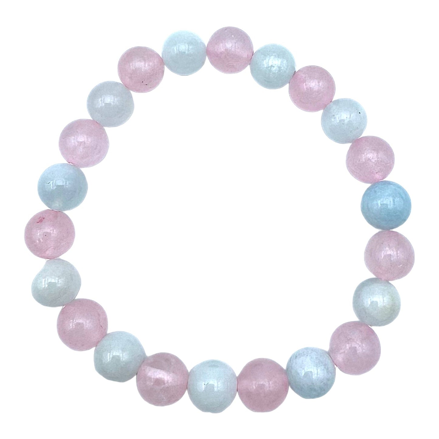 Bracelet Équilibre amoureux AA— Aigue-Marine, Quartz rose (numéro 9) - Foliesbijoux