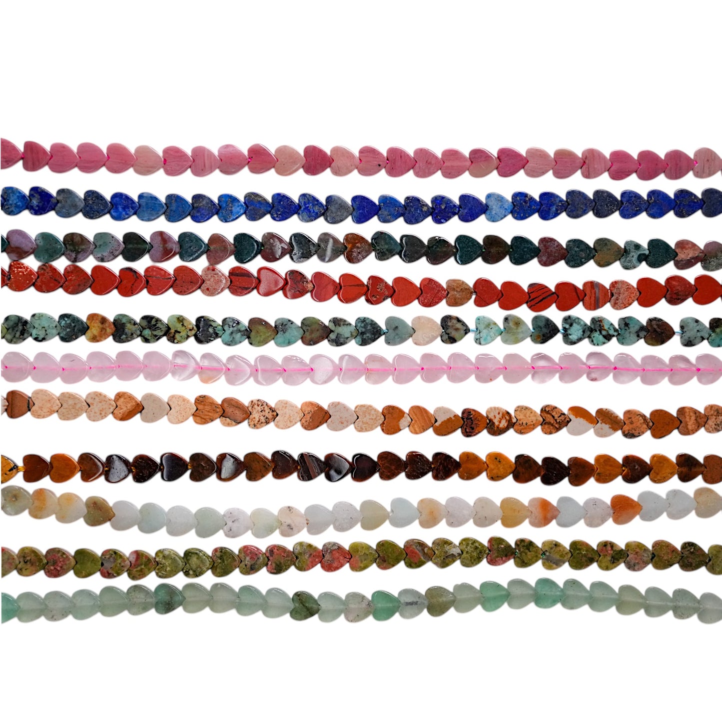 Fil de perle coeur 5x5mm (11 pierres différentes) - Foliesbijoux