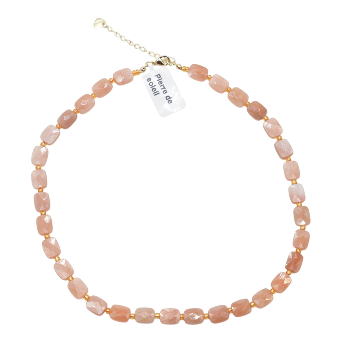 Collier 43 cm 8x10 mm rectangulaire facetté en acier inoxydable dorée (11 pierres disponibles)