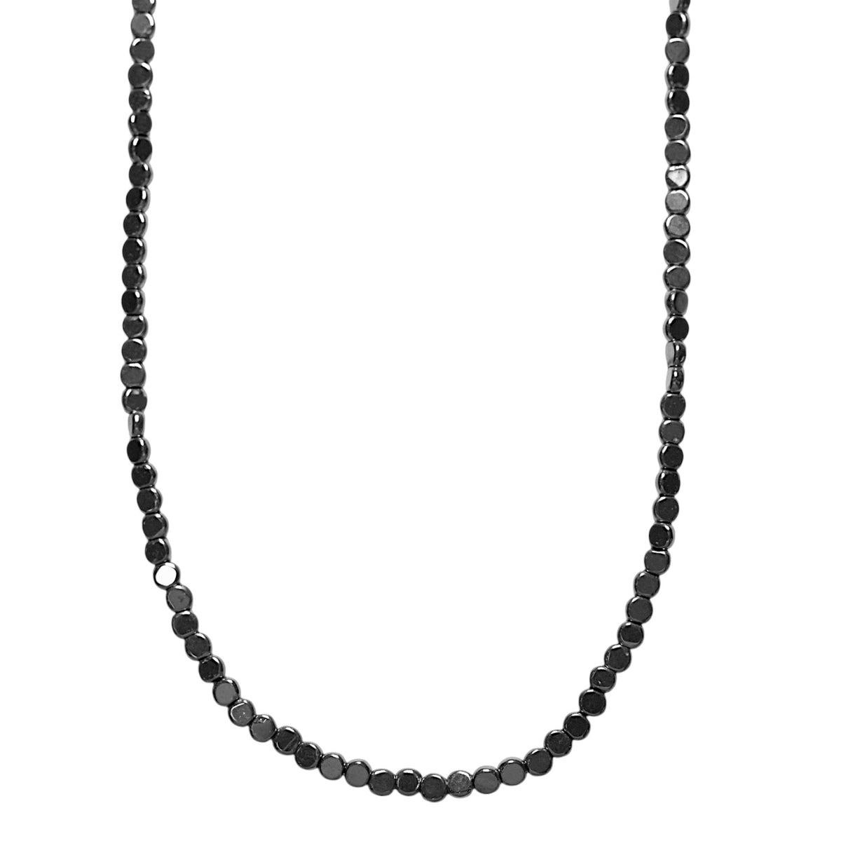 Collier sautoir 70 cm Hématite electroplaquée argenté 4mm forme rond CHA-4 - Foliesbijoux
