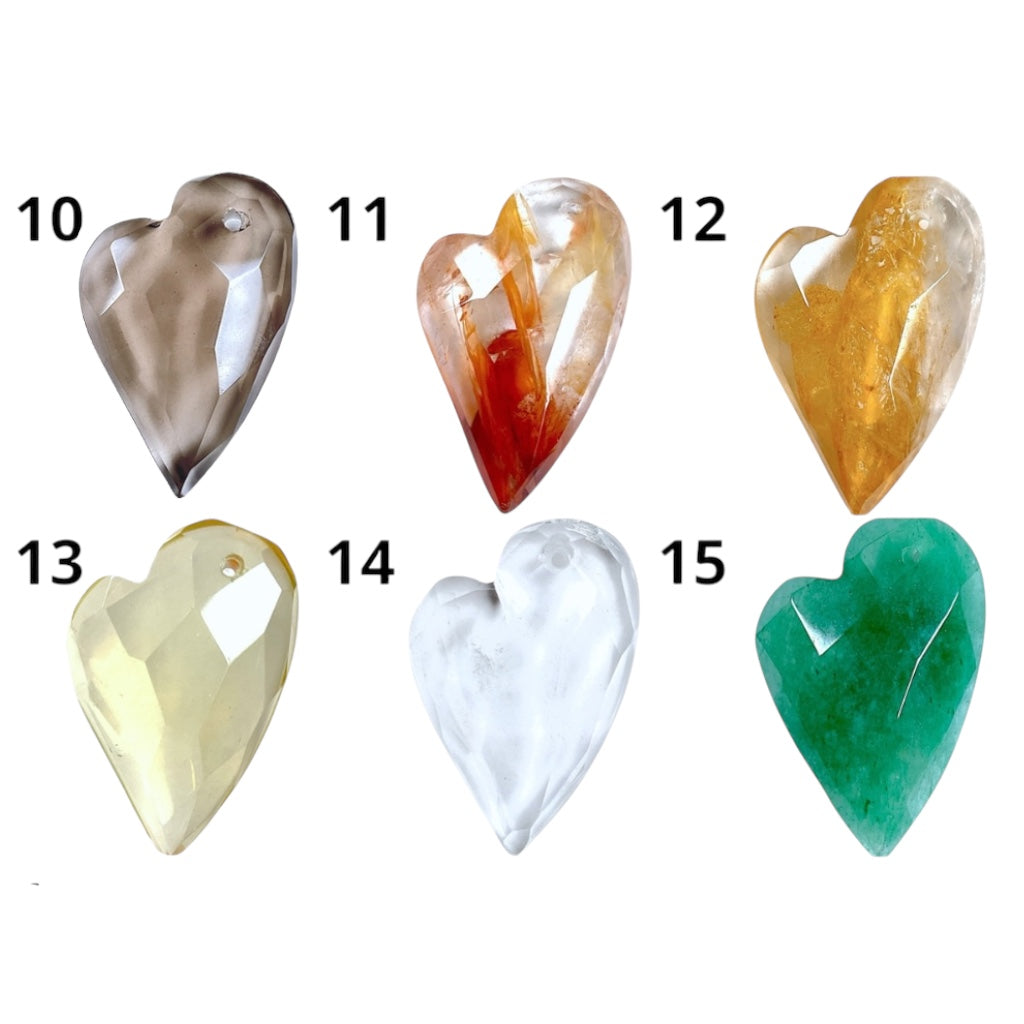 Pendentif forme cœur facetté (15 pierres différentes) - Foliesbijoux