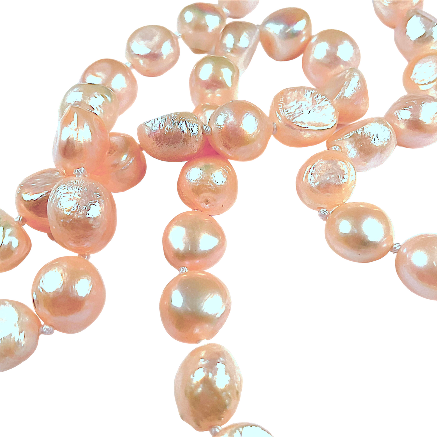 Collier en perles d’eau douce saumon S-7 - Foliesbijoux