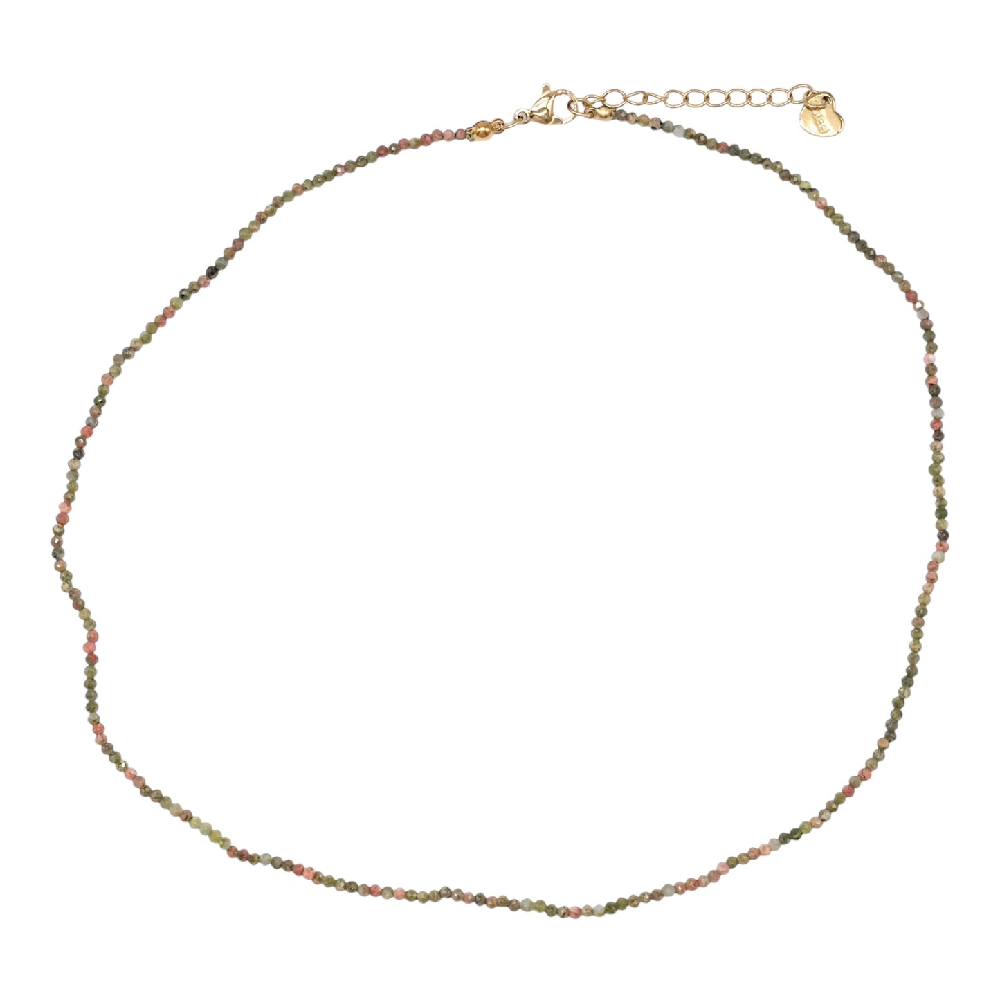 Collier Unakite 2-3mm acier inoxydable doré/argenté (référence 31) - Foliesbijoux