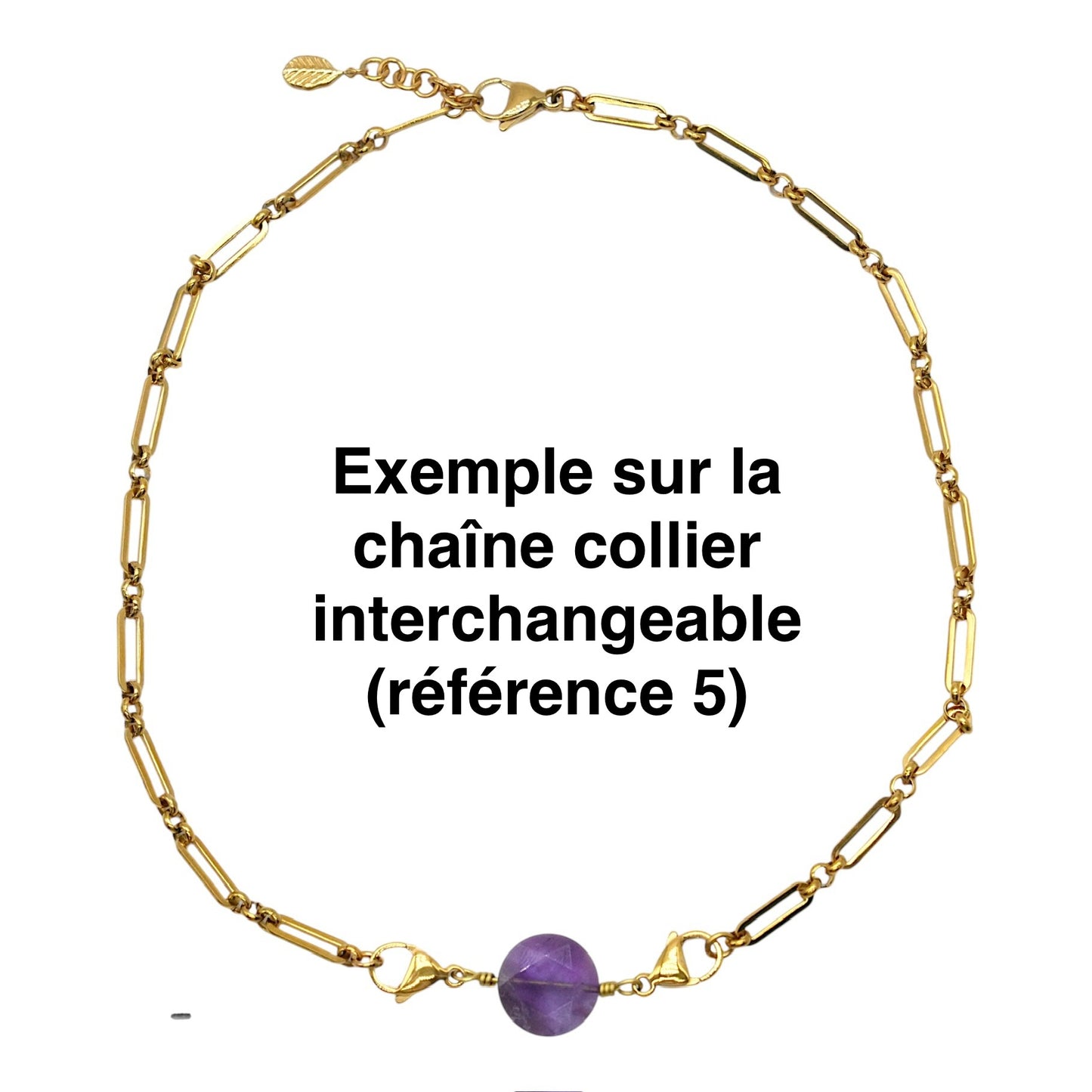 Pendentif Charm personnalisable embout deux mousquetons (9 pierres disponible) (chaîne non incluse) - Foliesbijoux