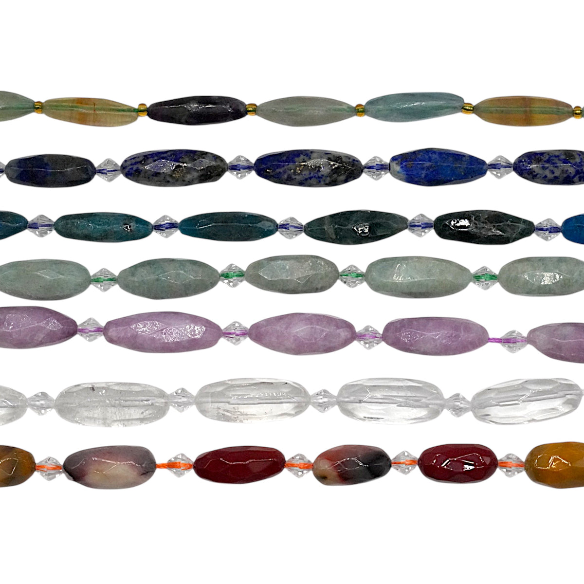 Fil de perle ovale en pierre naturelle 10x20 mm (7 pierres disponible) - Foliesbijoux