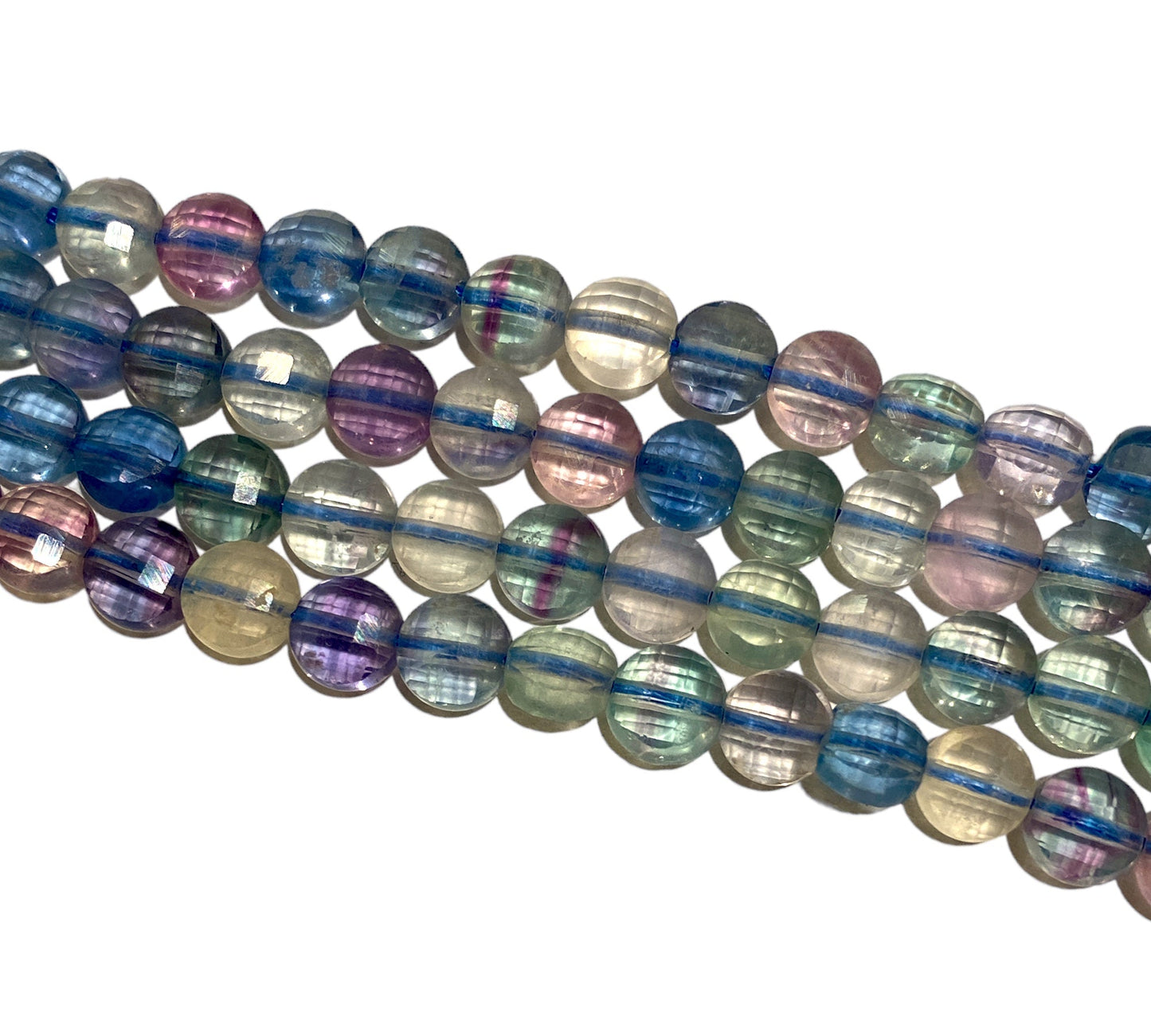 Fil de Fluorine multicolore en rond plat facetté 6mm - Foliesbijoux