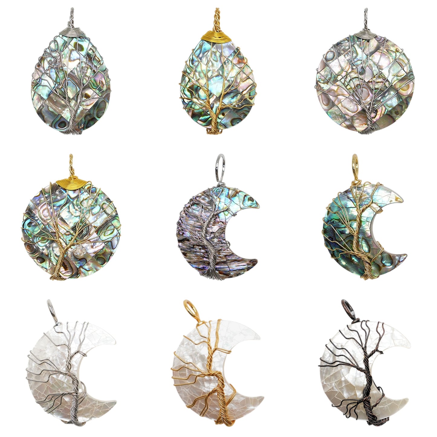 Pendentif Ormeau/Nacre arbre de vie (9 modèles disponible)