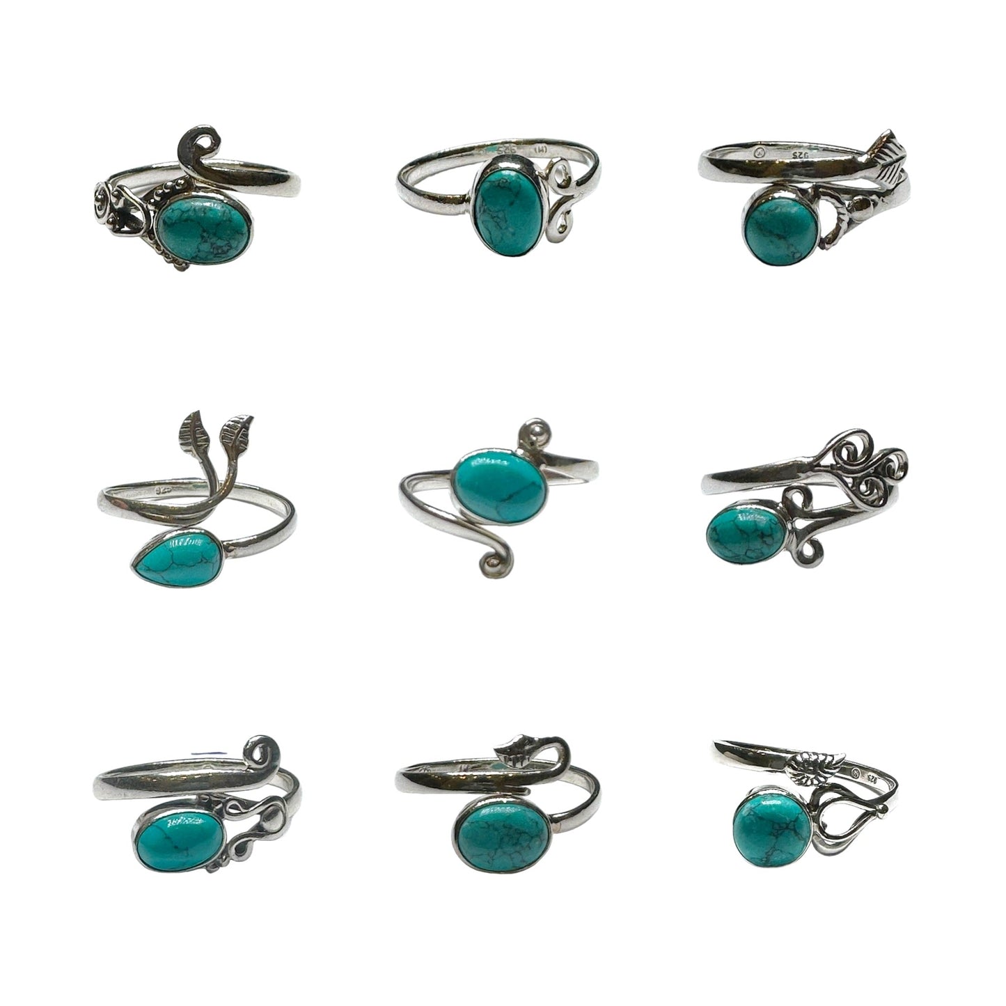 Bague réglable Argent 925 & Turquoise de chine modèle aléatoire - Foliesbijoux