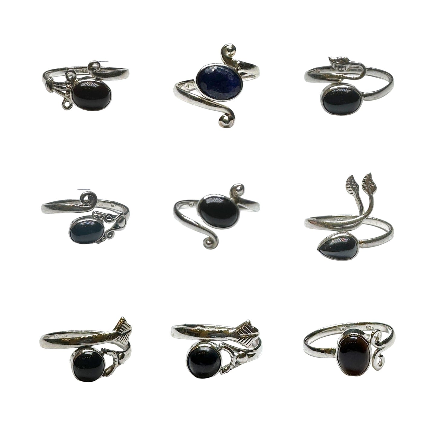 Bague réglable Argent 925 & Onyx noir modèle aléatoire - Foliesbijoux