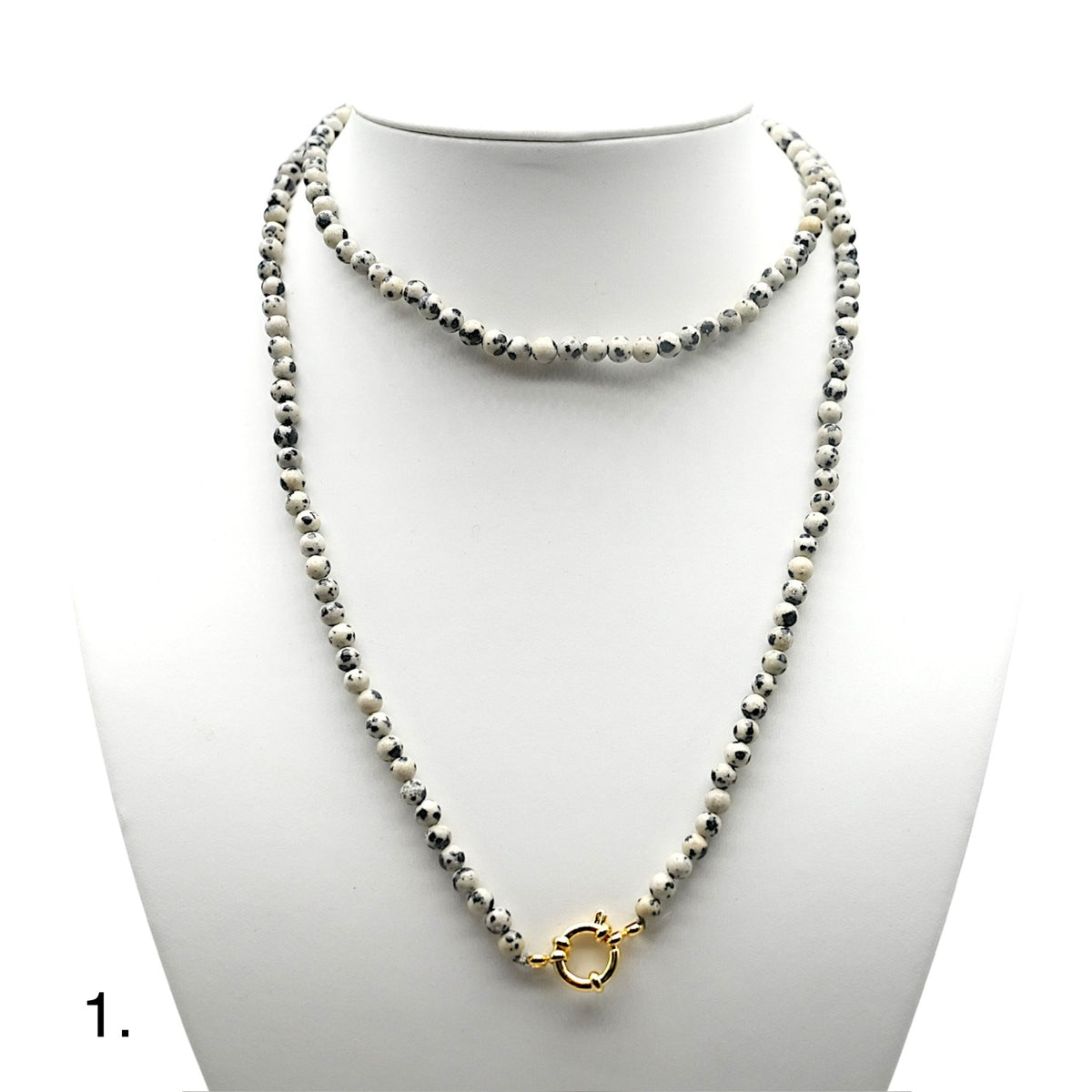 Collier sautoir 80 cm 4 mm avec fermoir boué en acier inoxydable dorée (16 pierres disponibles) - Foliesbijoux