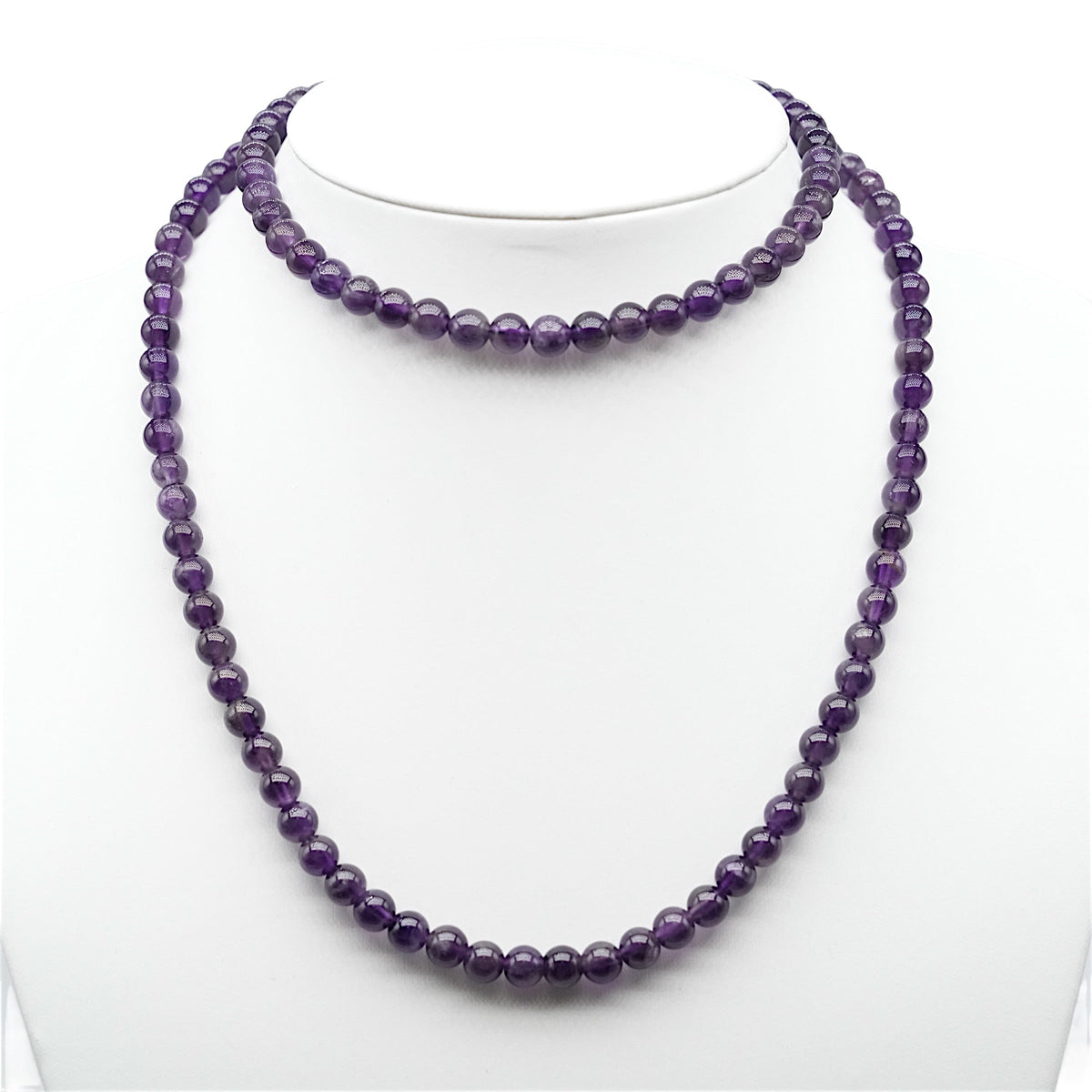Collier sautoir 75 cm boule Améthyste 6 mm - Foliesbijoux