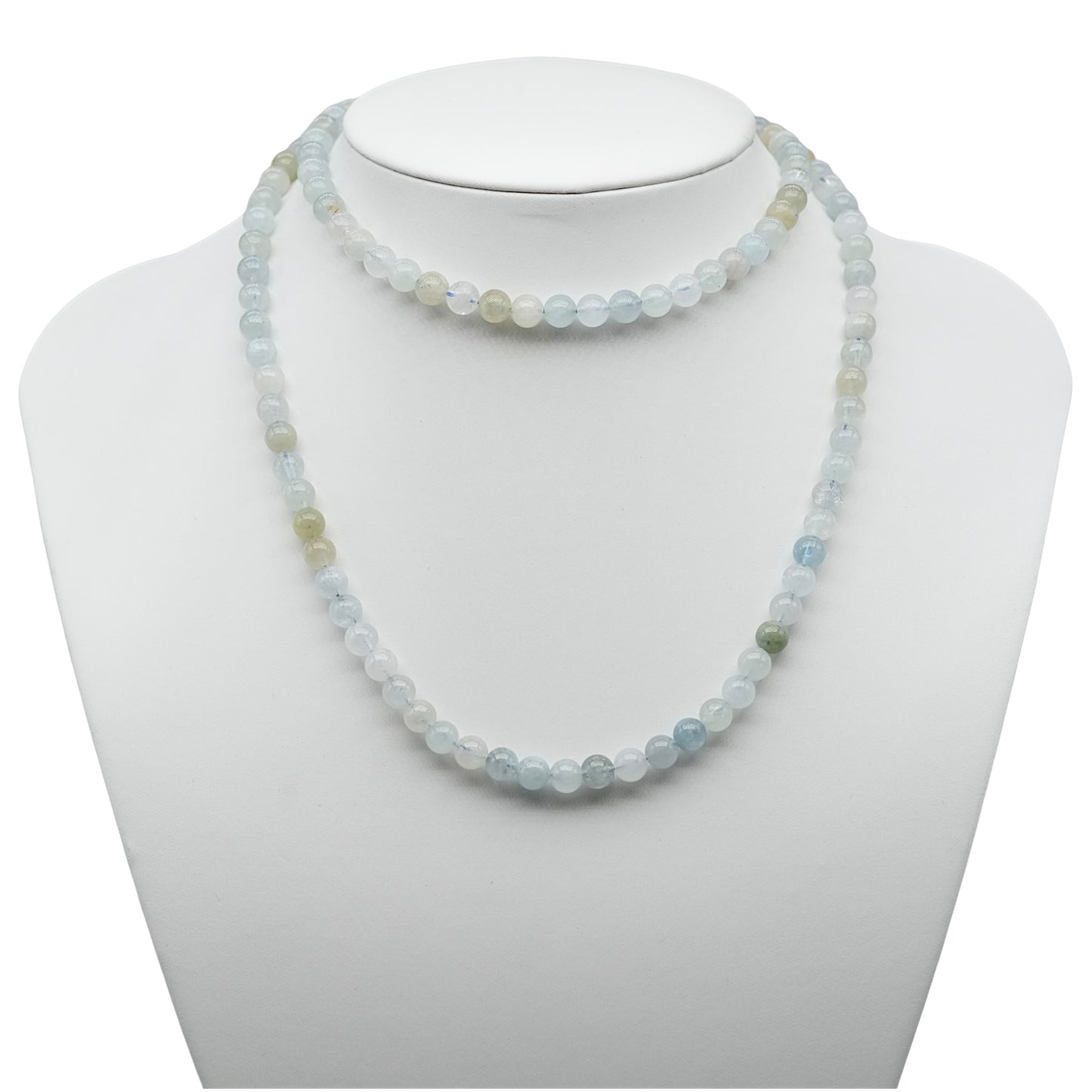 Collier sautoir 75 cm Aiguë marine multicolore 6 mm avec fermoir en acier inoxydable argenté - Foliesbijoux