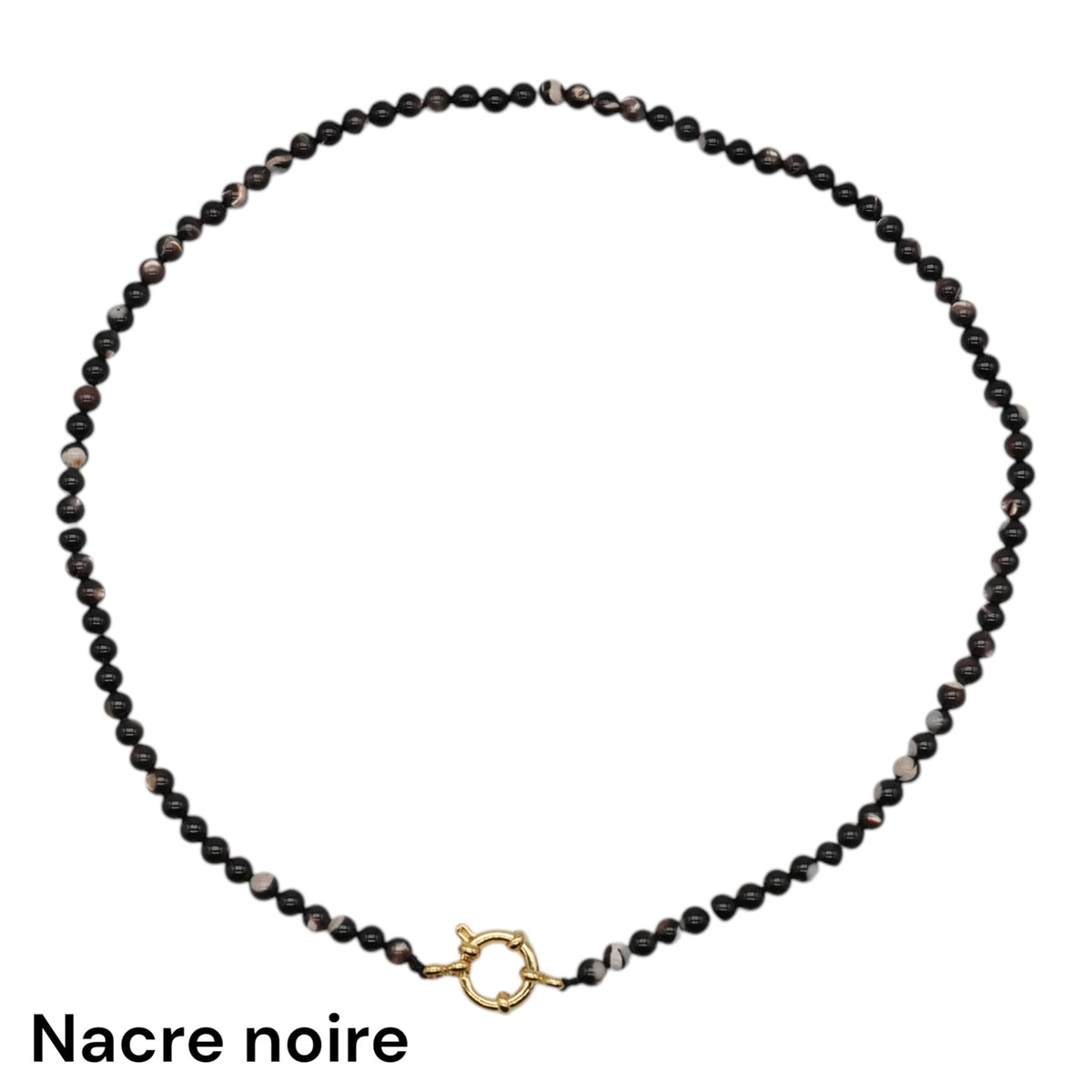 Collier 43 cm 4 mm avec fermoir boué en acier inoxydable dorée (20 pierres disponibles) - Foliesbijoux