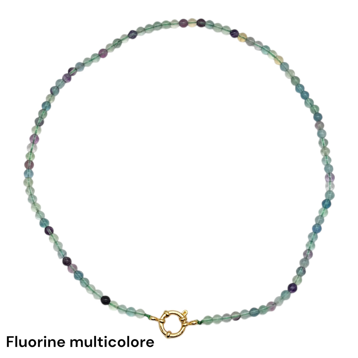 Collier 4 mm avec fermoir boué en acier inoxydable dorée avec pendentif goutte 15x20 mm (10 pierres disponibles) - Foliesbijoux