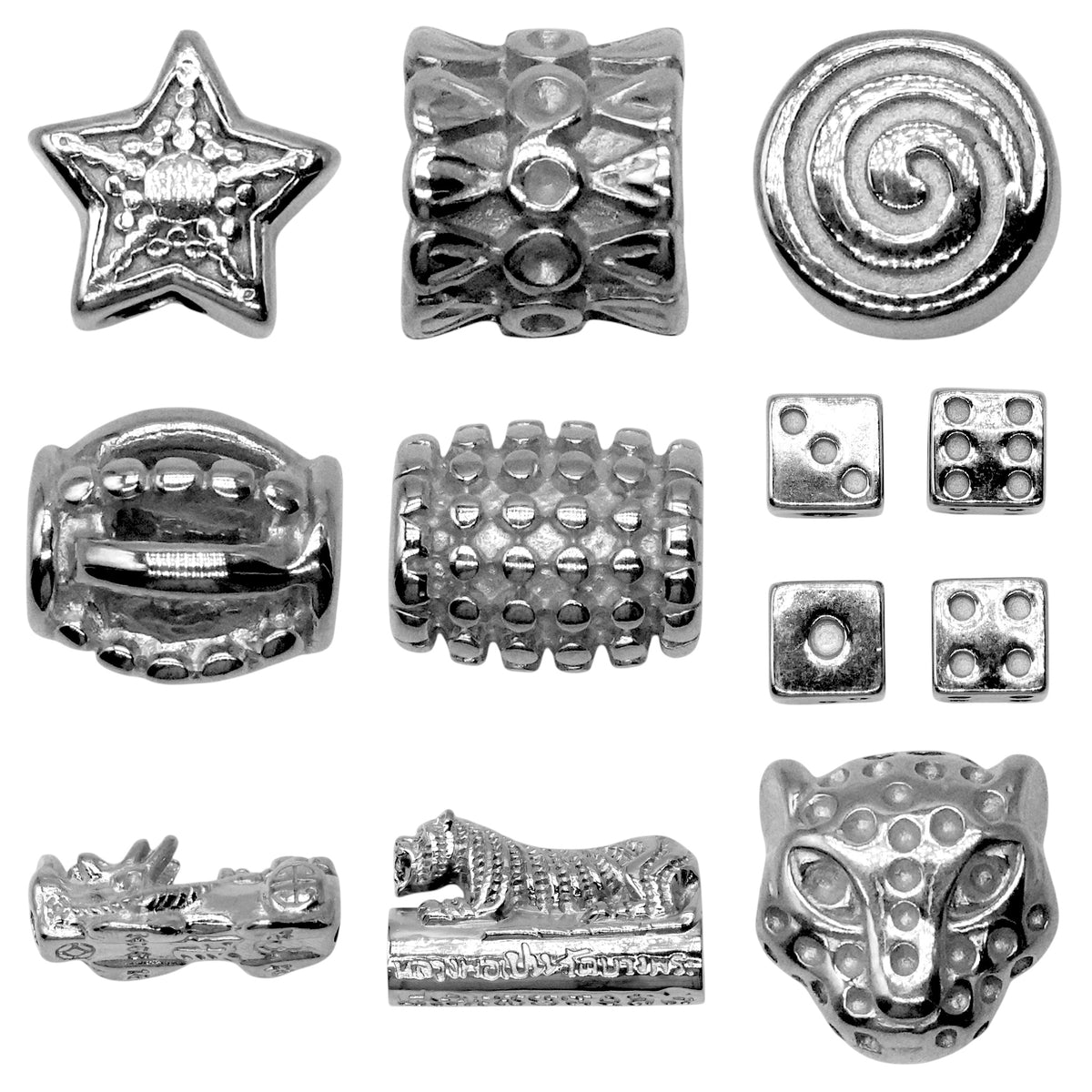 Lot de 10 breloques intercalaire acier inoxydable argenté (9 modèles disponible) A-36 à A-46