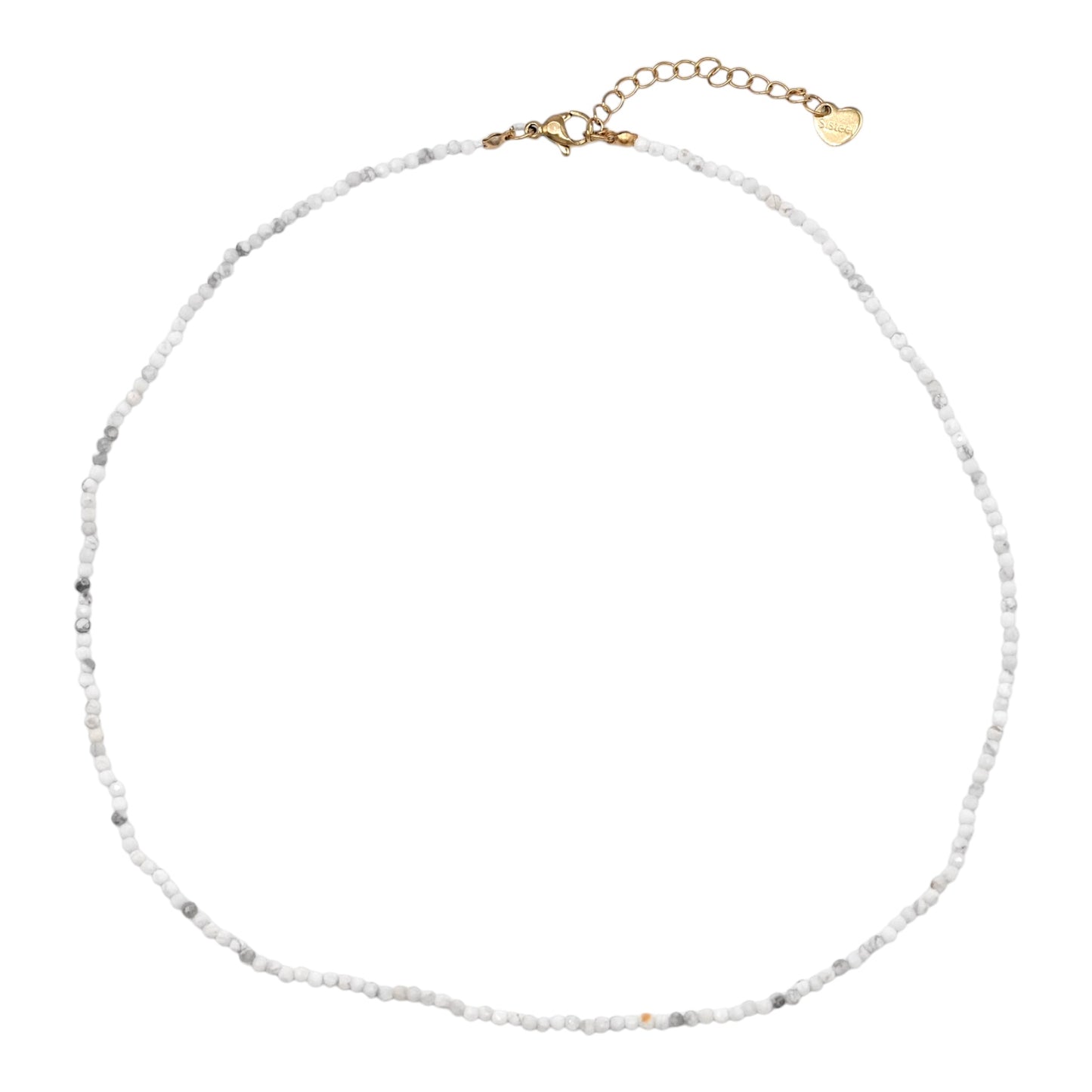 Collier Howlite 2-3mm acier inoxydable doré/argenté (référence 14) - Foliesbijoux