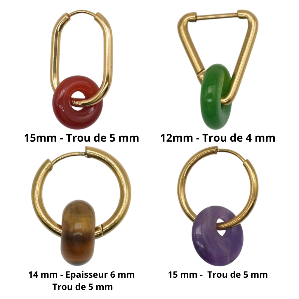 Lot de 5 paires de boucle d’oreille en acier inoxydable argenté (10 modèles disponible) (Donuts non compris) - Foliesbijoux