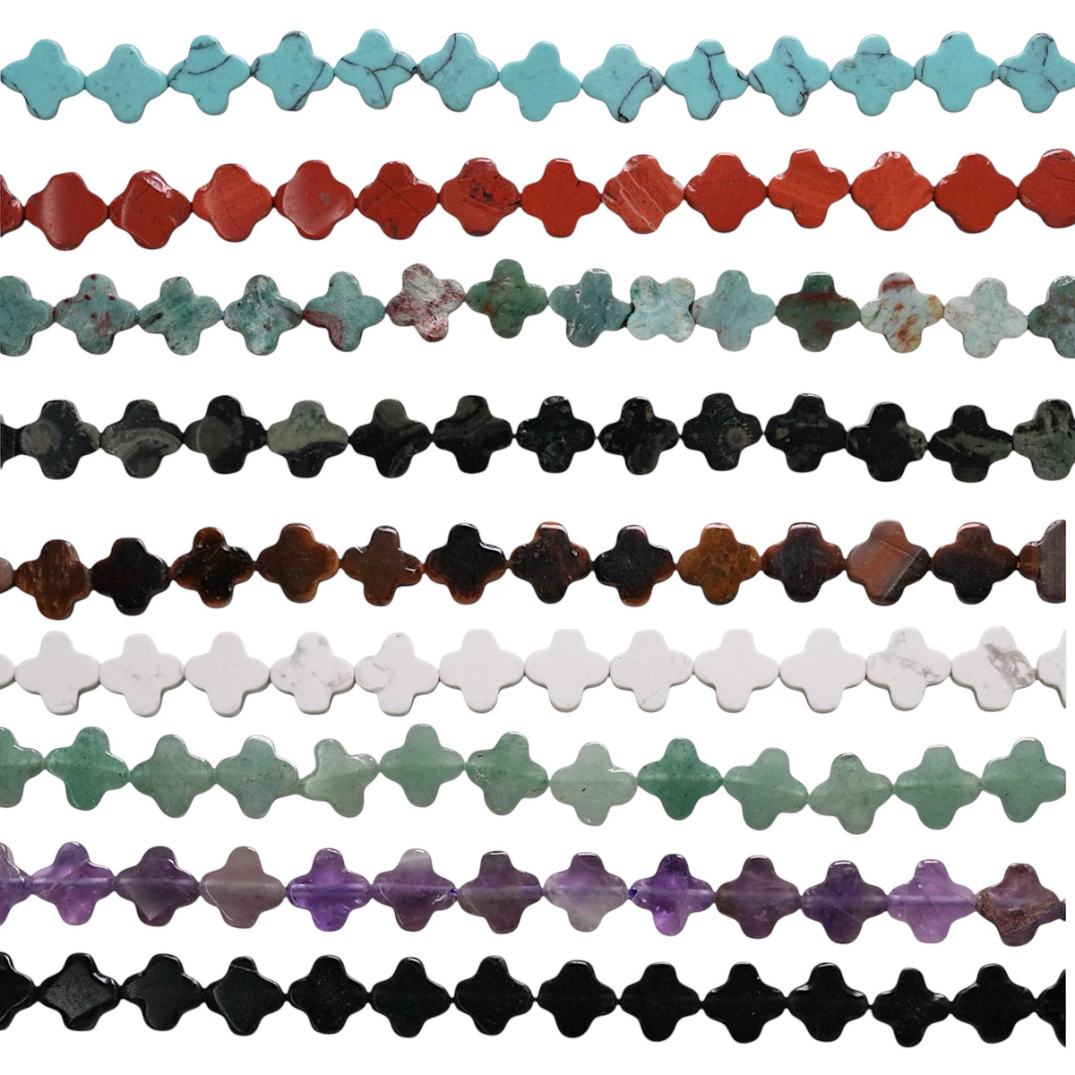 Fil de perle Trèfle 8 mm (13 pierres différentes) - Foliesbijoux