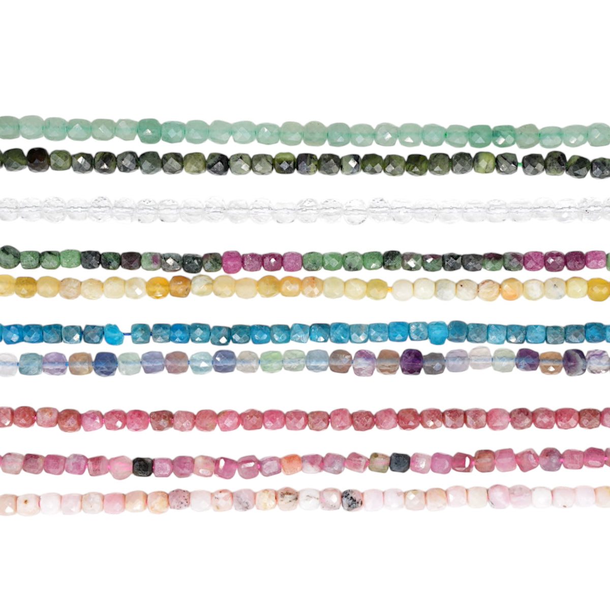 Fil de perles cube facetté 4x4 mm (40 pierres disponibles)