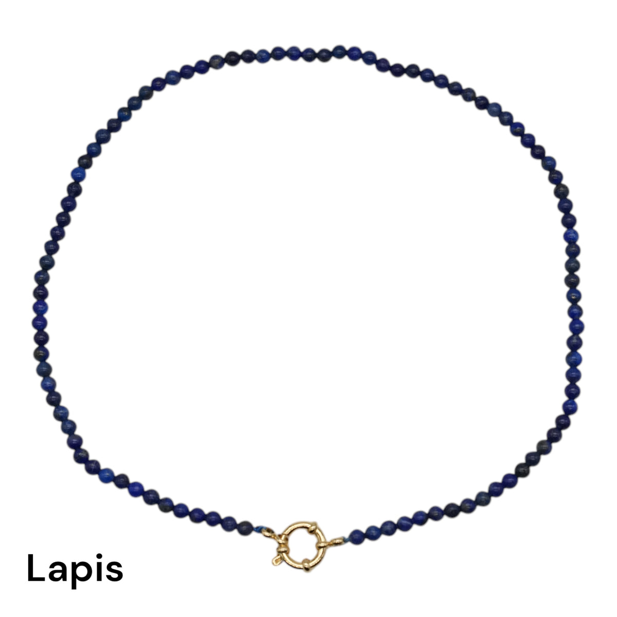 Collier 43 cm en 4 mm avec fermoir boué en acier inoxydable dorée (20 pierres disponibles) - Foliesbijoux