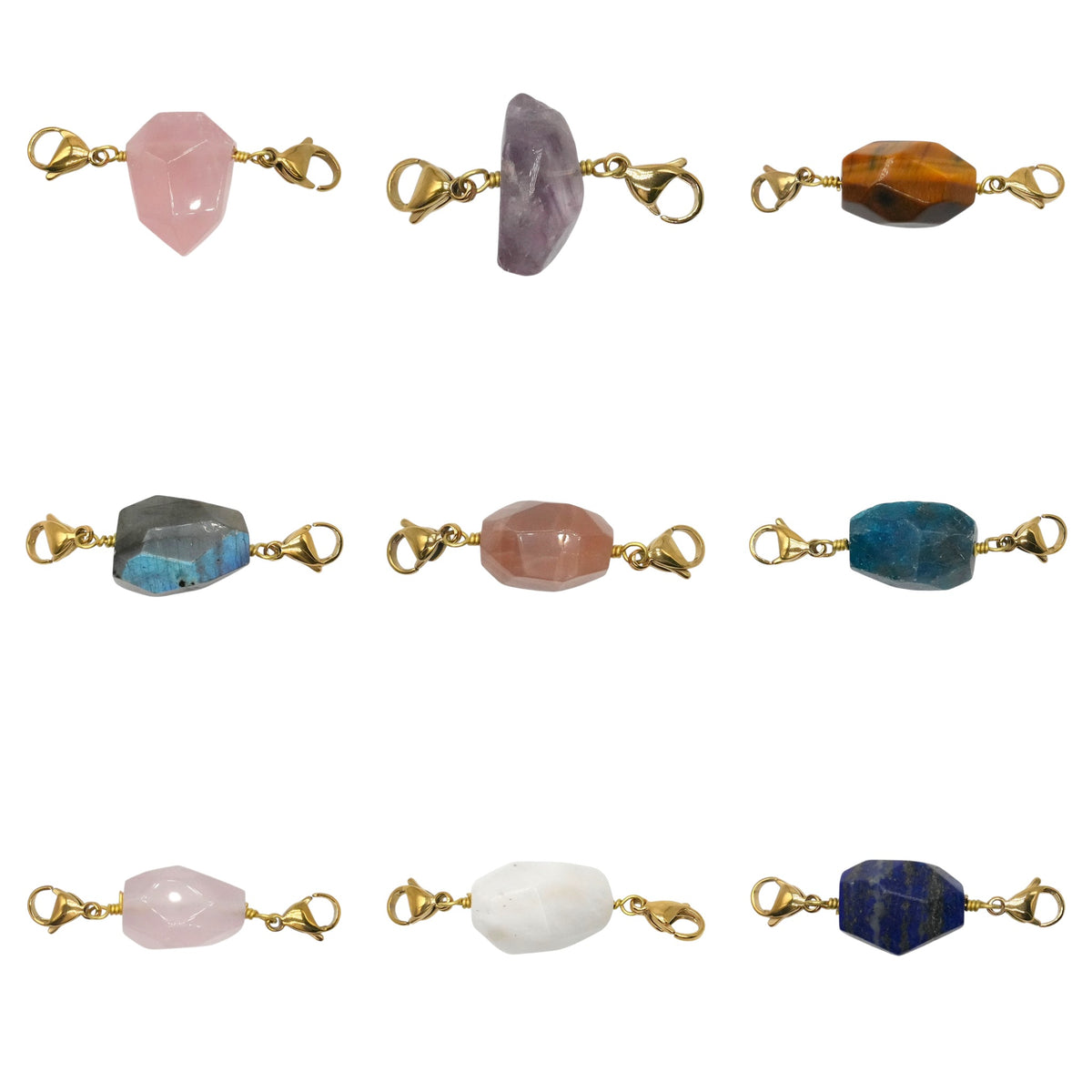 Pendentif Charm personnalisable embout deux mousquetons (9 pierres disponible)(chaîne non incluse) - Foliesbijoux
