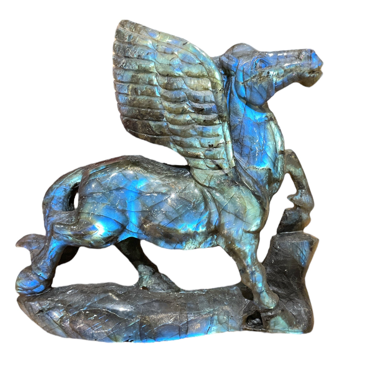 Figurine Pégase en Labradorite- modele unique - Foliesbijoux