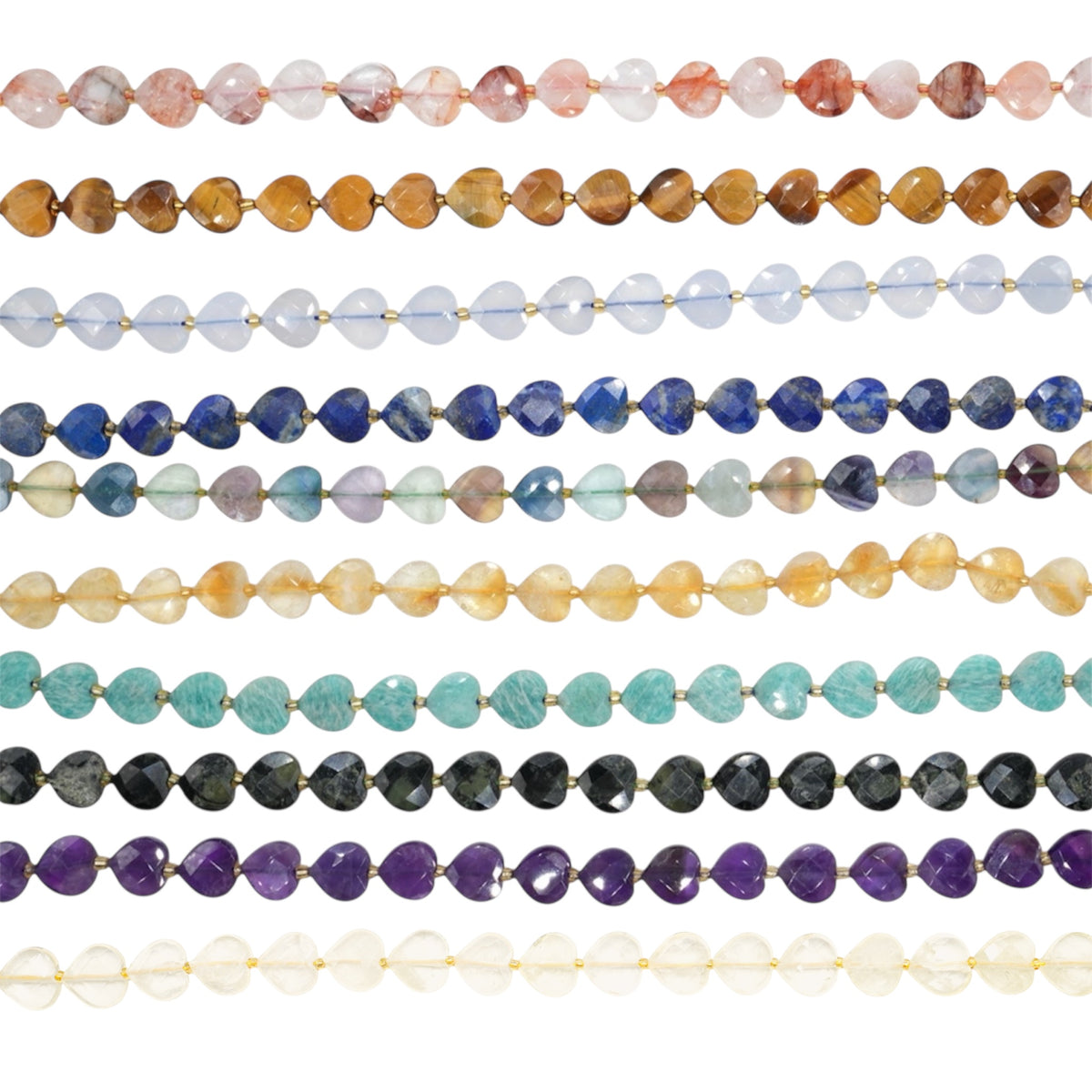 Fil de coeur facetté en pierre naturelle 12 mm (21 pierres disponible)