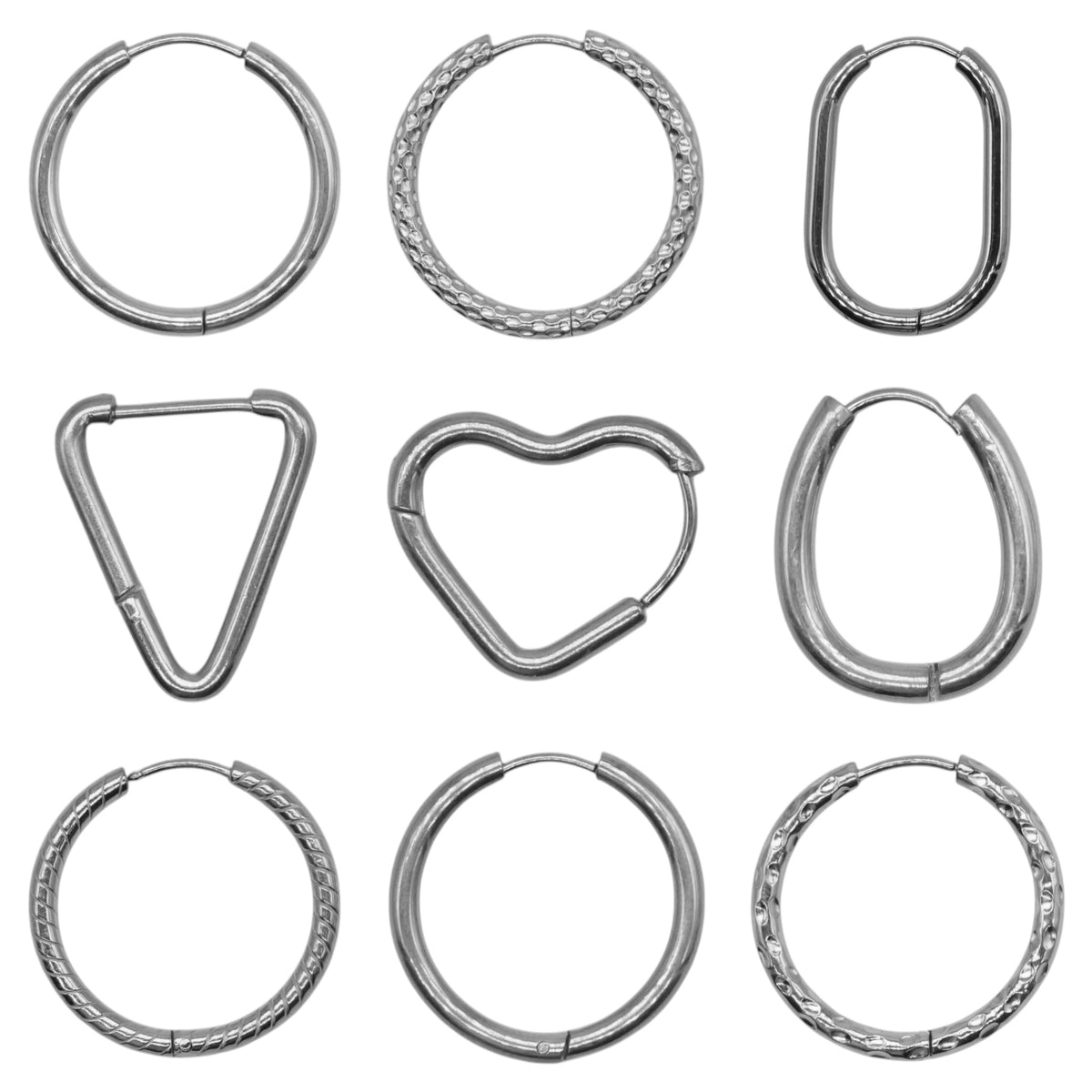 Lot de 5 paires de boucle d’oreille en acier inoxydable argenté (10 modèles disponible) (Donuts non compris) - Foliesbijoux