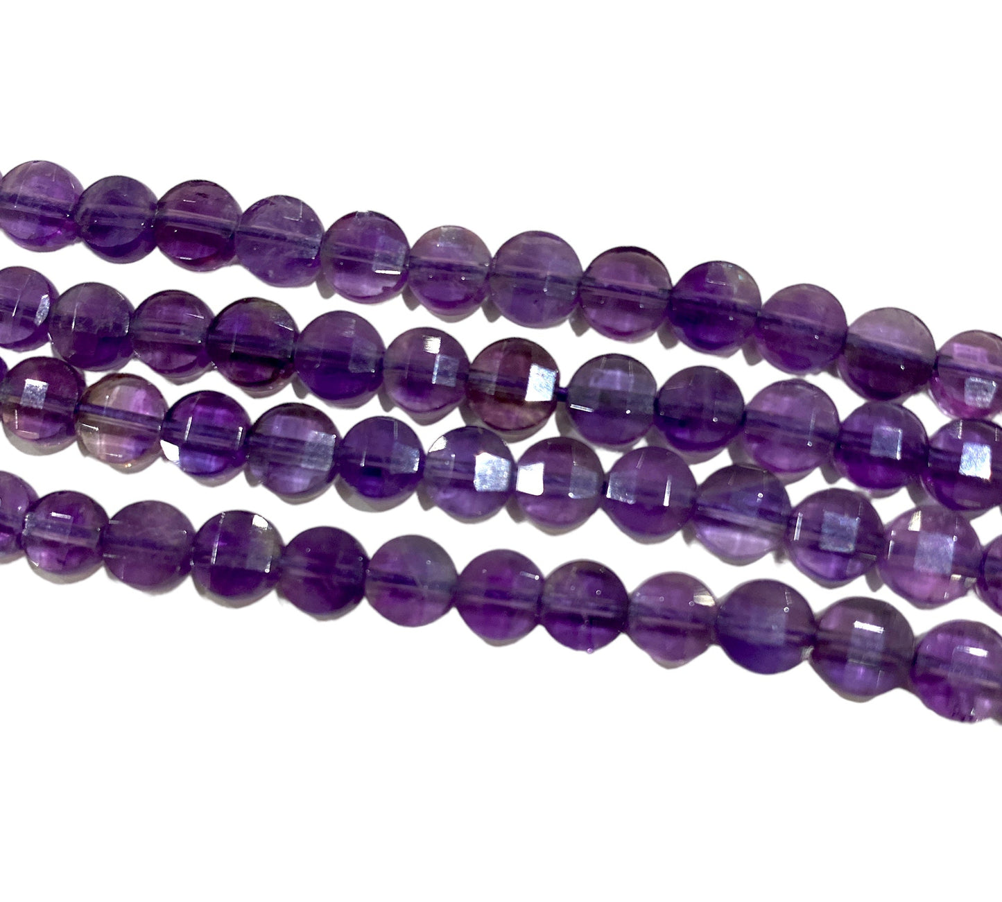 Fil d’Amethyste en rond plat facetté 6mm - Foliesbijoux