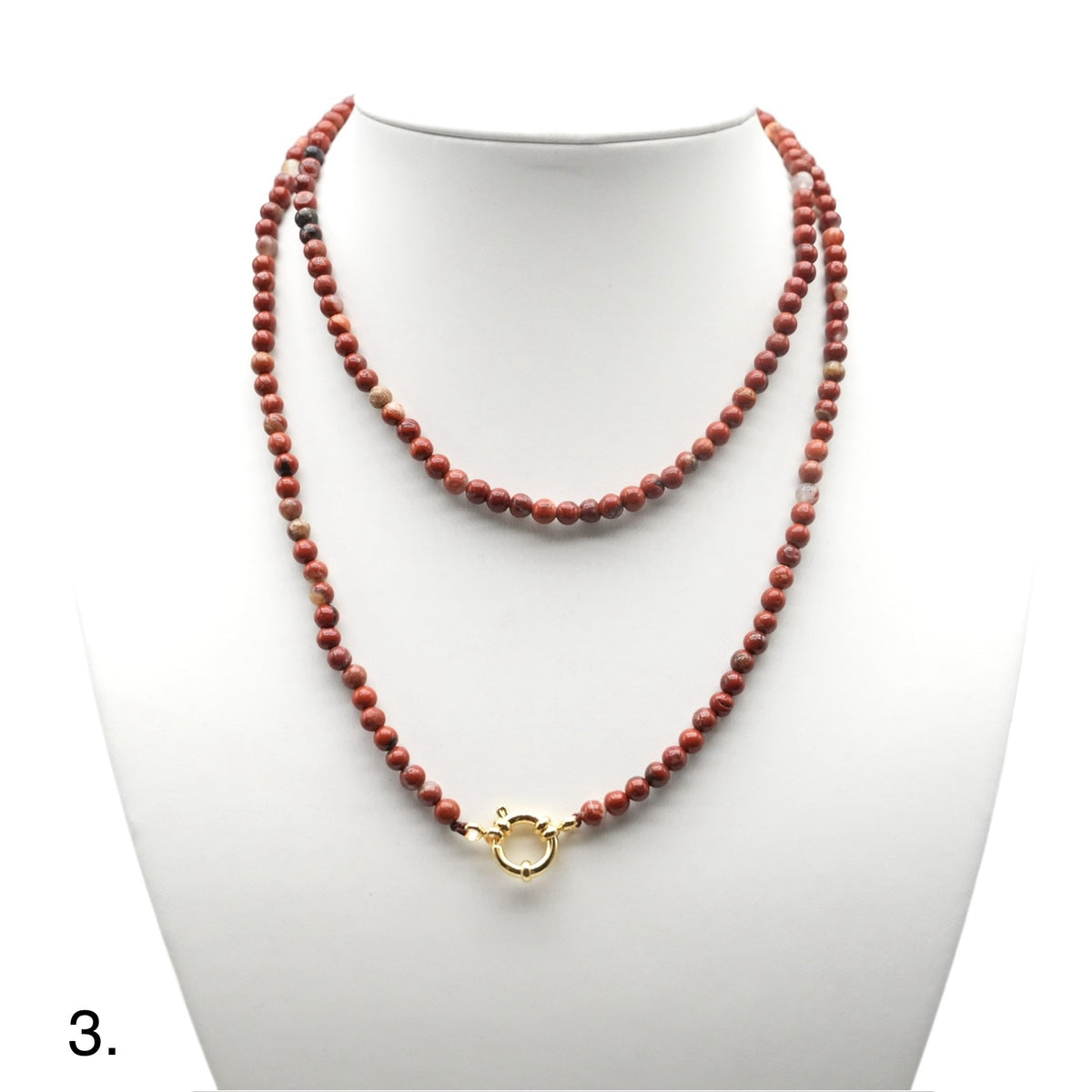 Collier sautoir 80 cm 4 mm avec fermoir boué en acier inoxydable dorée (16 pierres disponibles) - Foliesbijoux