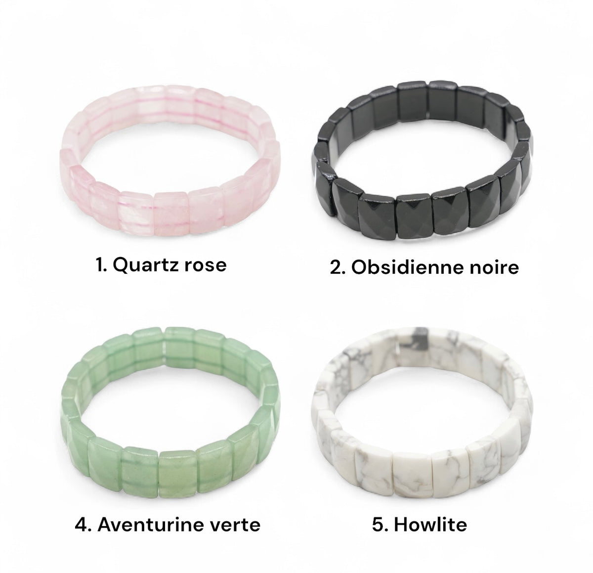 Bracelet à 2 trous facetté AA+ 11x15 mm rectangulaire (26 pierres disponibles) #6 NEW
