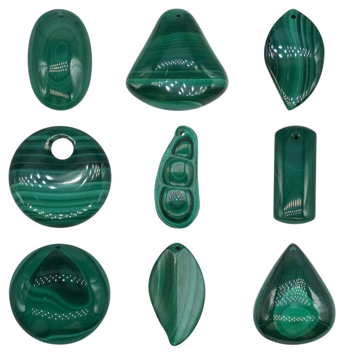Pendentif en malachite (9 formes disponible) - Foliesbijoux