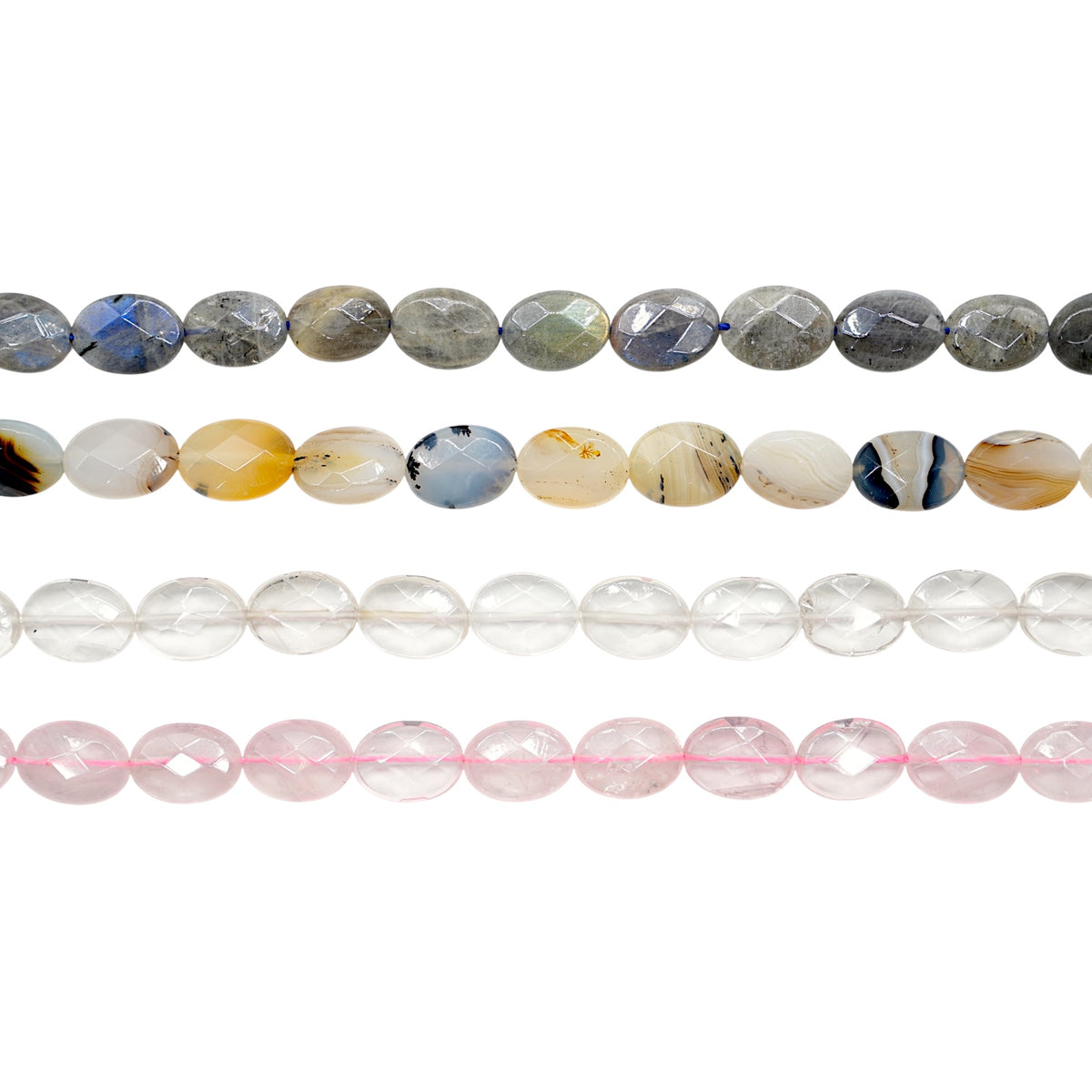 Fil de perle ovale facetté plat 10x14 mm/8x12 mm (4 pierres disponible)