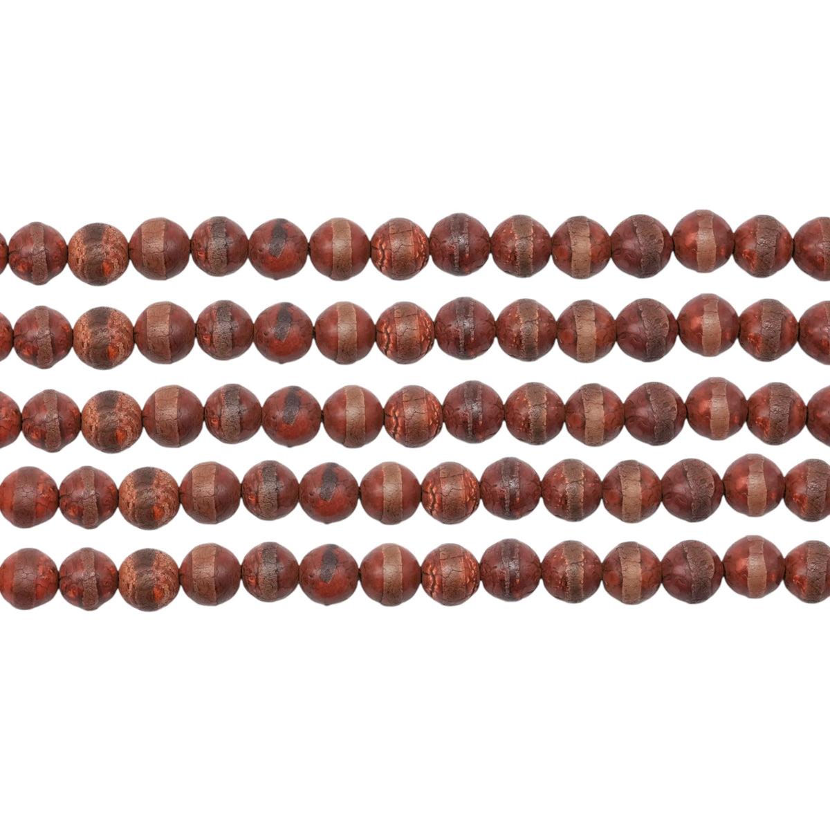 Fil de perle Agate du Tibet Dzi 8 mm matte #22 - Foliesbijoux
