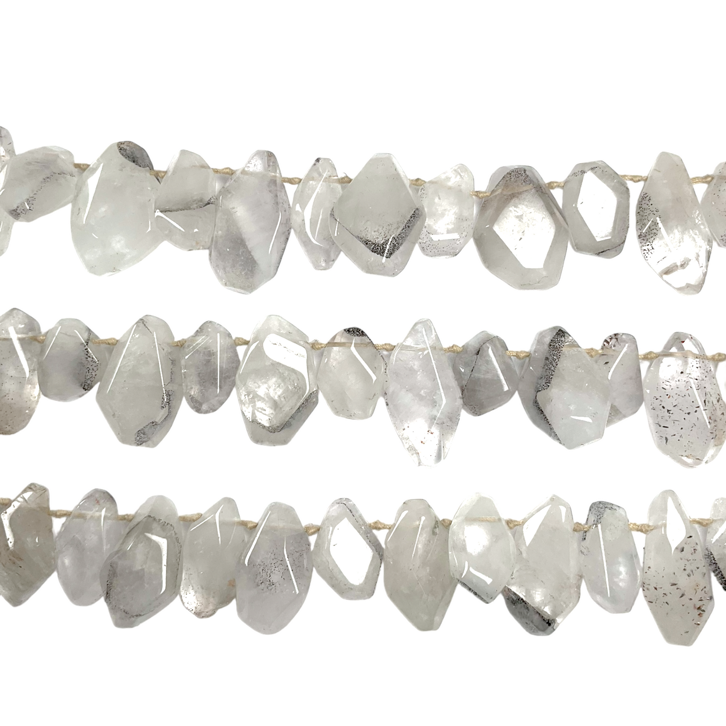 Fil de Pendentifs goutte forme libre Quartz tourmaline - Foliesbijoux