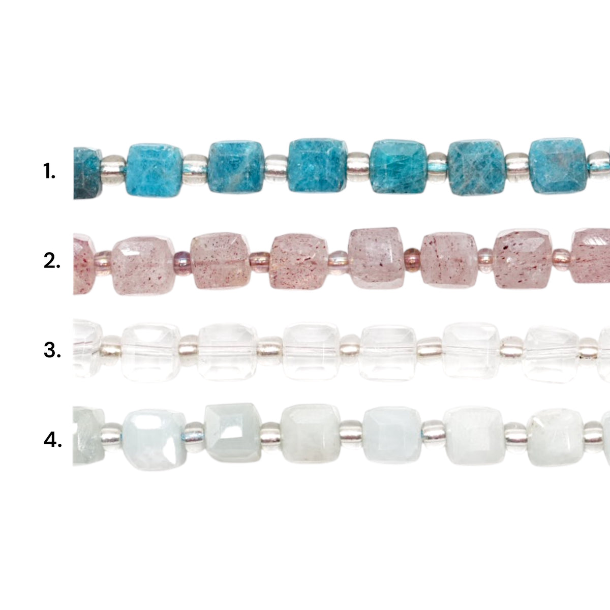 Fil de perles cube facetté 8x8 mm (4 pierres disponibles)