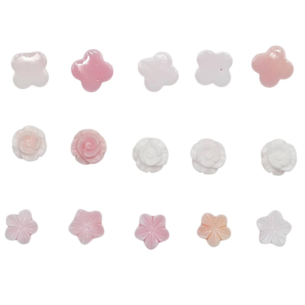 Lot de 5 nacre de Lambi (mollusque rose des Antilles) (3 formes disponible) - Foliesbijoux