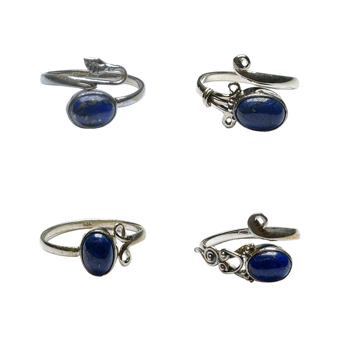 Bague réglable Argent 925 & Lapis modèle aléatoire - Foliesbijoux