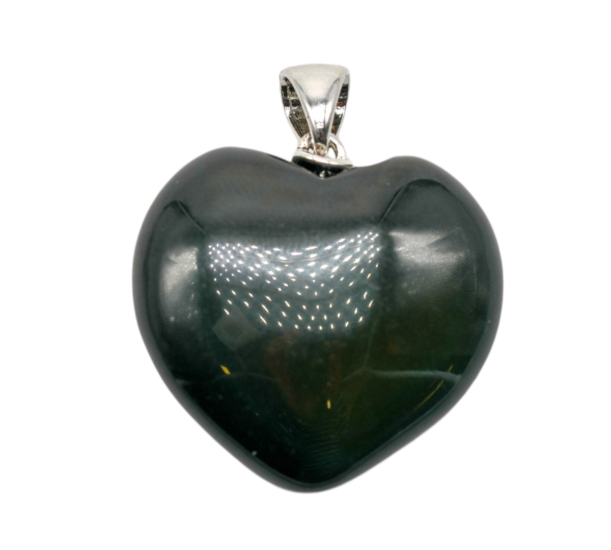 Pendentif en coeur obsidienne oeil celeste - Foliesbijoux