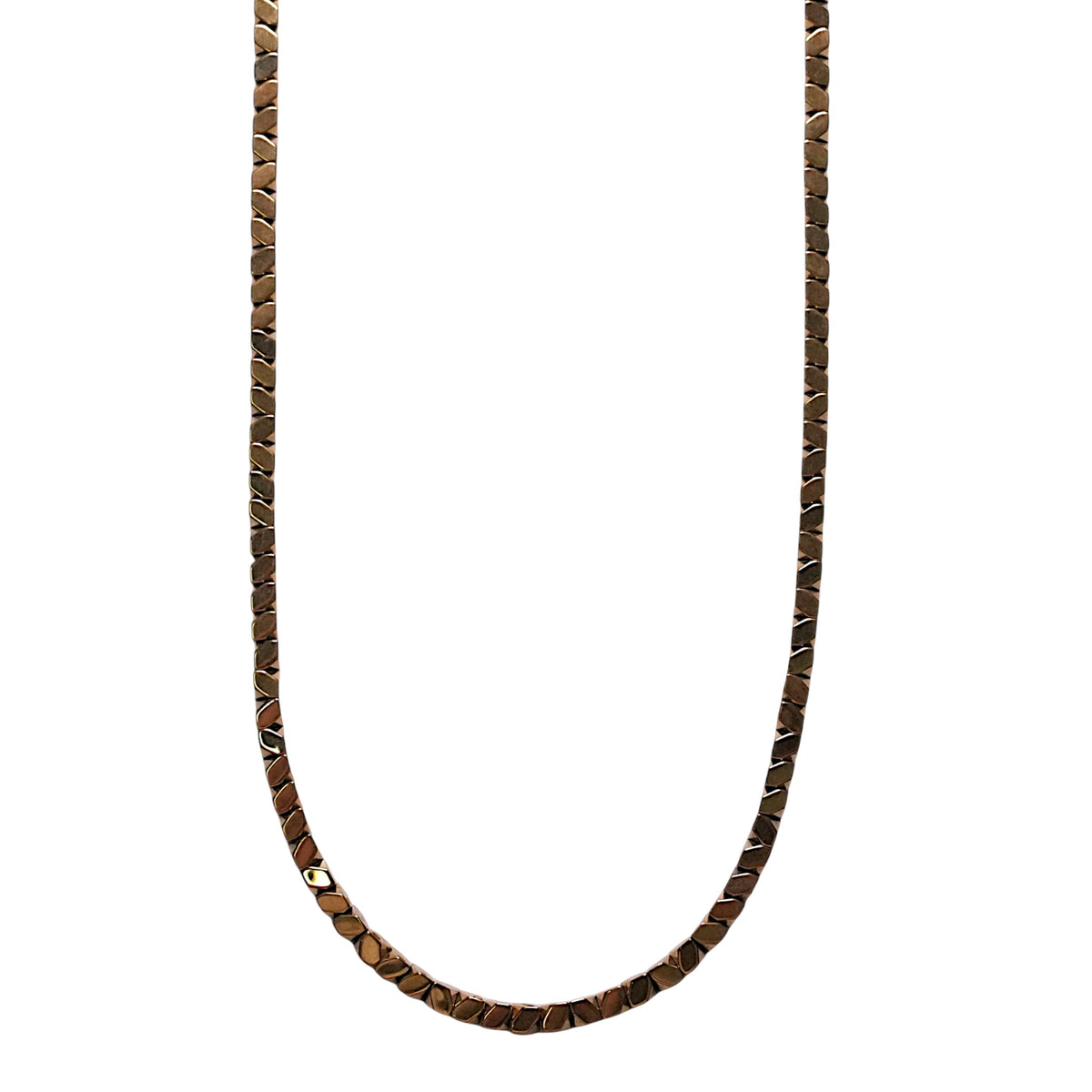 Collier sautoir 70 cm avec fermoir Hématite electroplaquée dorée 4mm CHD-2 - Foliesbijoux
