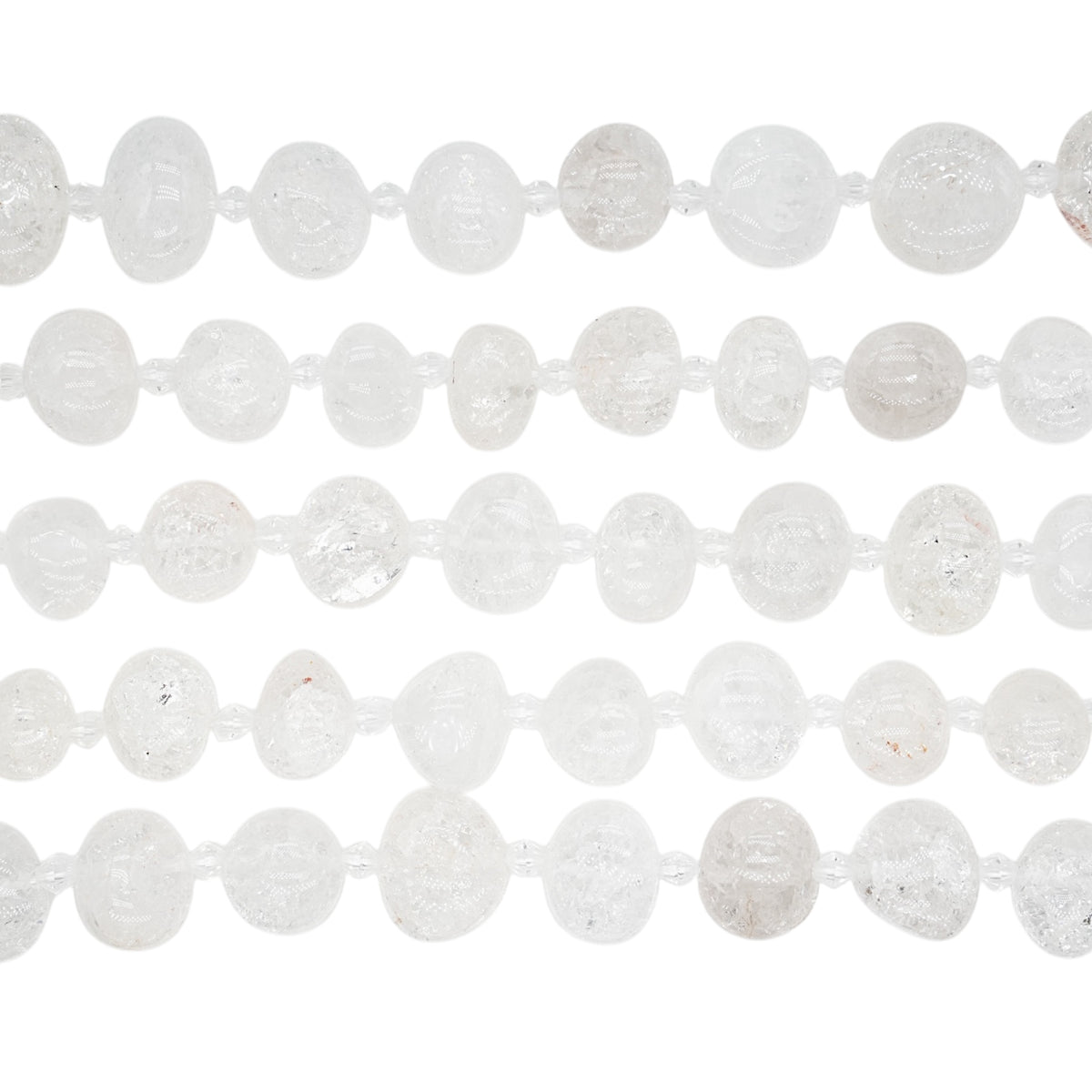 Fil de perles en Cristal de roche craquelé 13x18 mm