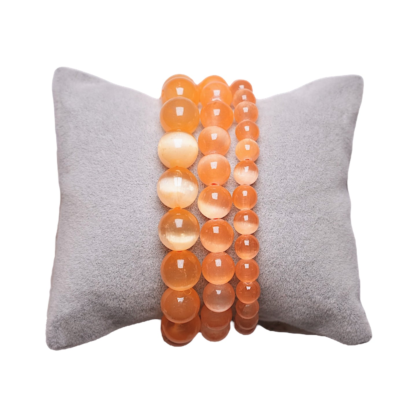 Bracelet Selenite chauffée orange couleur 2 - Foliesbijoux