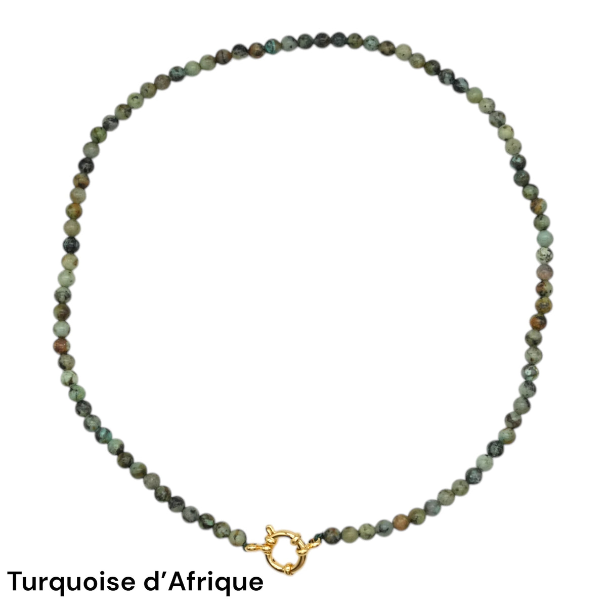 Collier 43 cm en 4 mm avec fermoir boué en acier inoxydable dorée (20 pierres disponibles) - Foliesbijoux