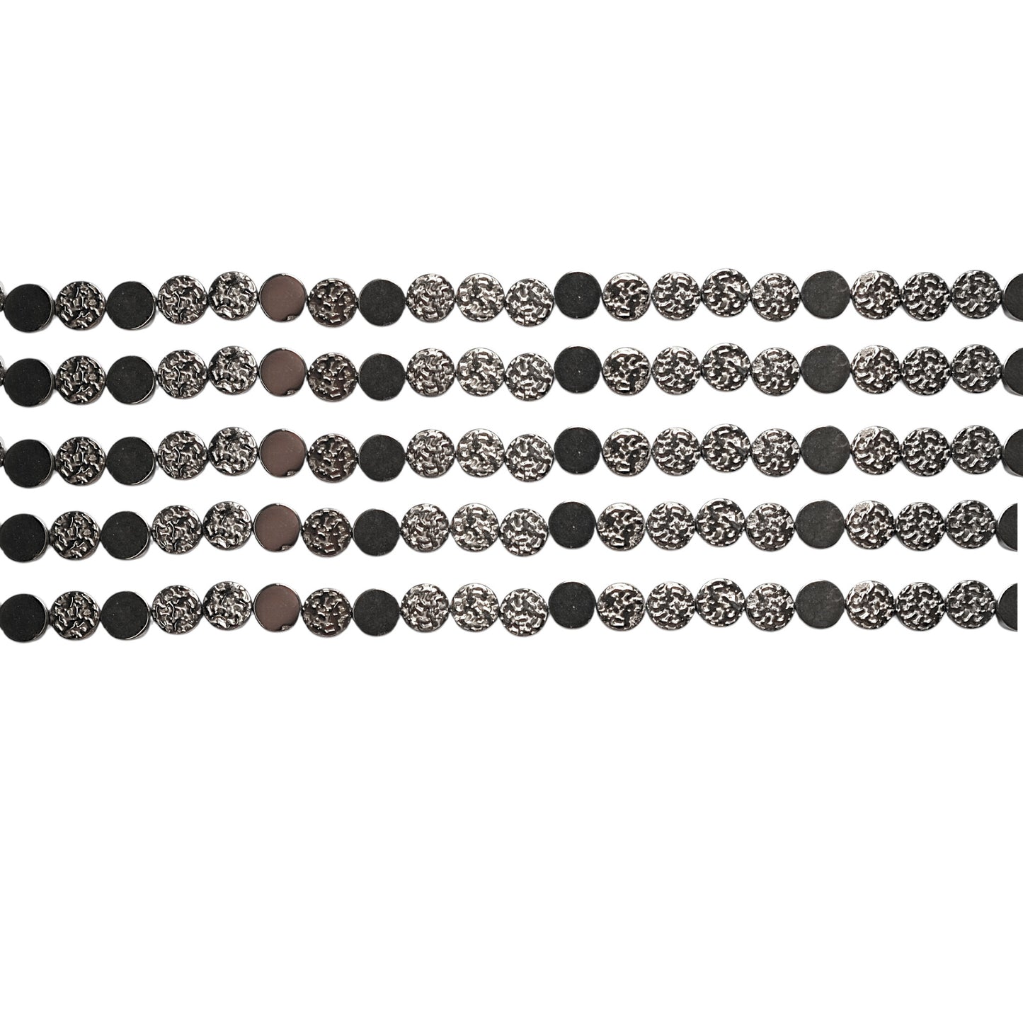 Fil de perle Hématite electroplaquée argenté double face HEA-212/213 - Foliesbijoux
