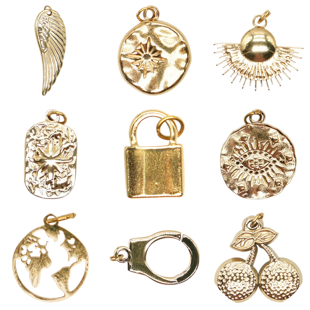 5 Breloques/Pendentifs en acier inoxydable dorée (11 modèles disponible)