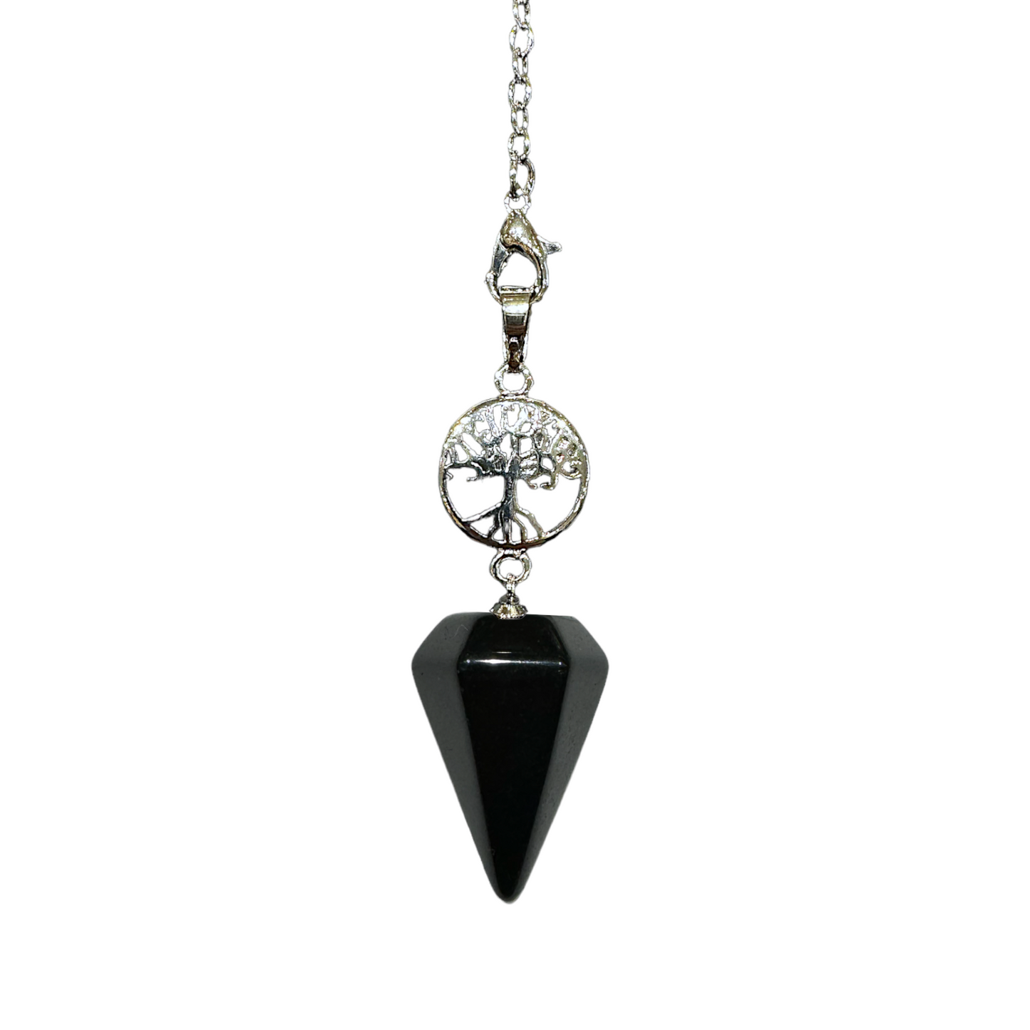Pendule Arbre de vie cone obsidienne noir - Foliesbijoux